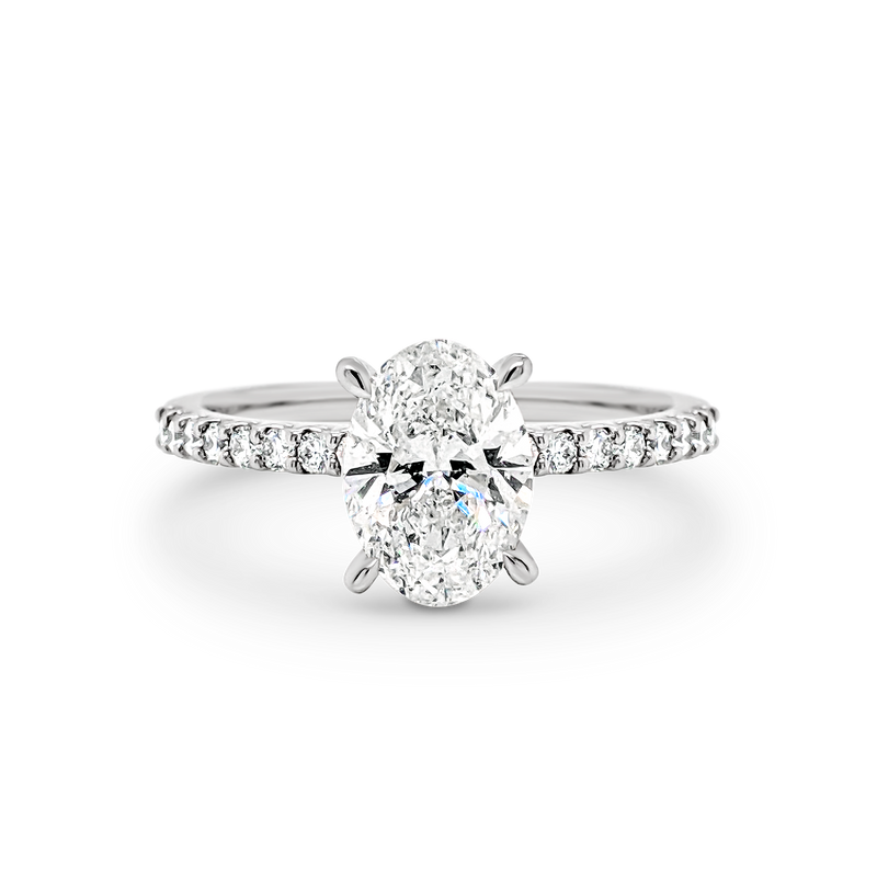 1.0 Carats Lab Grown Diamond Emerald Shape E-VS1 Pave Setting Engagement Ring - Camila Brown