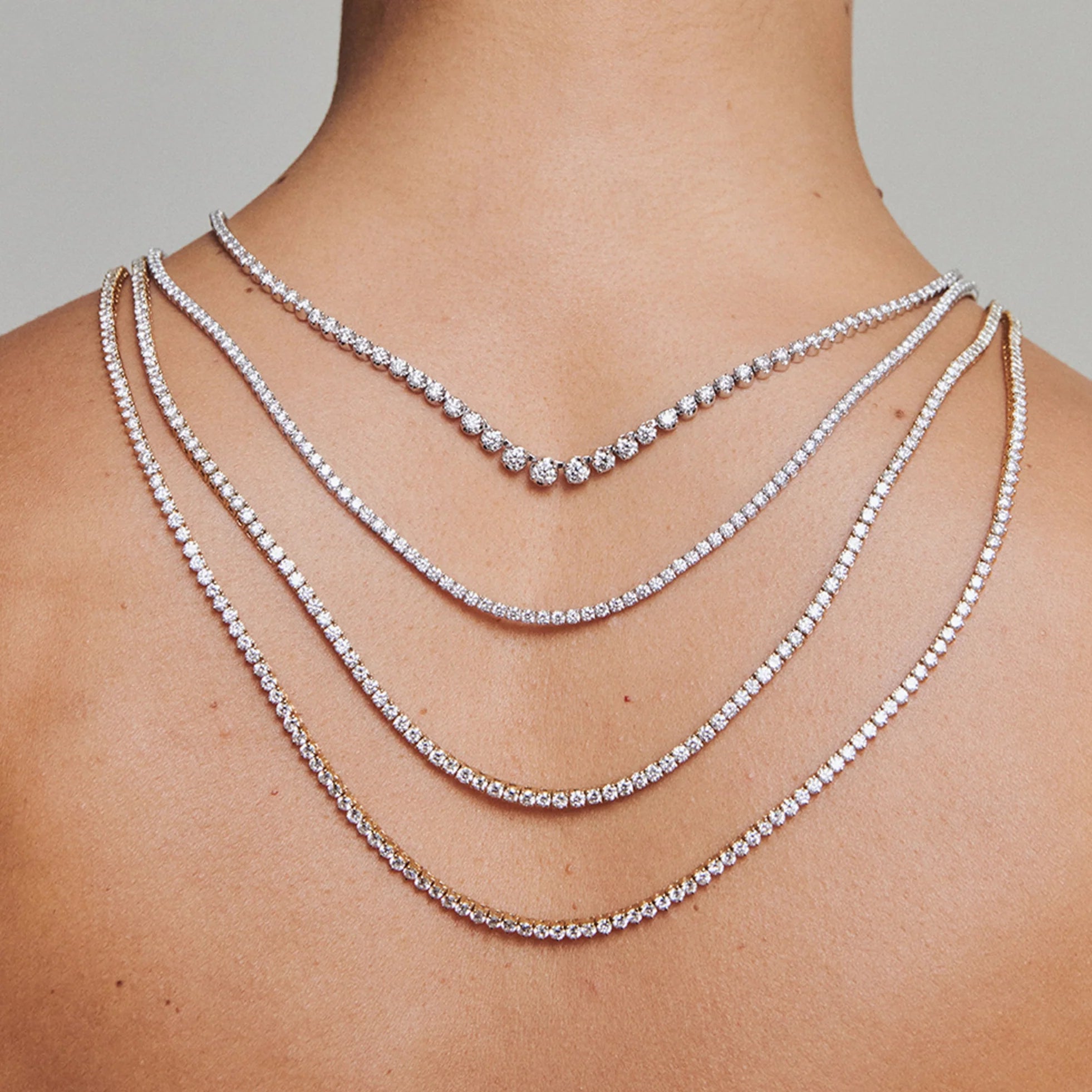 Round Lab Grown Diamond Tennis Necklace