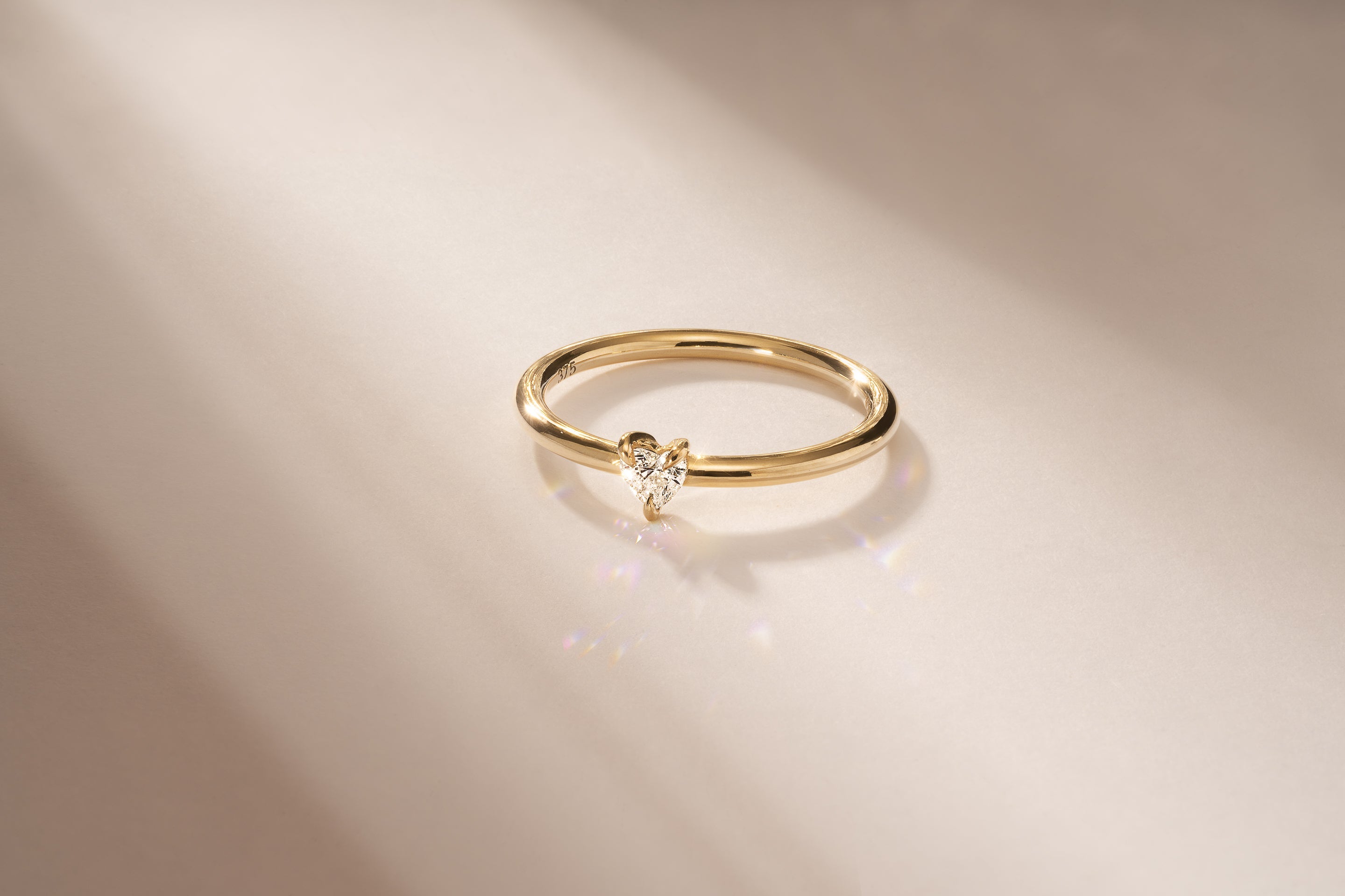 0.15 Carats Heart Cut CVD Diamond Solitaire Engagement Ring