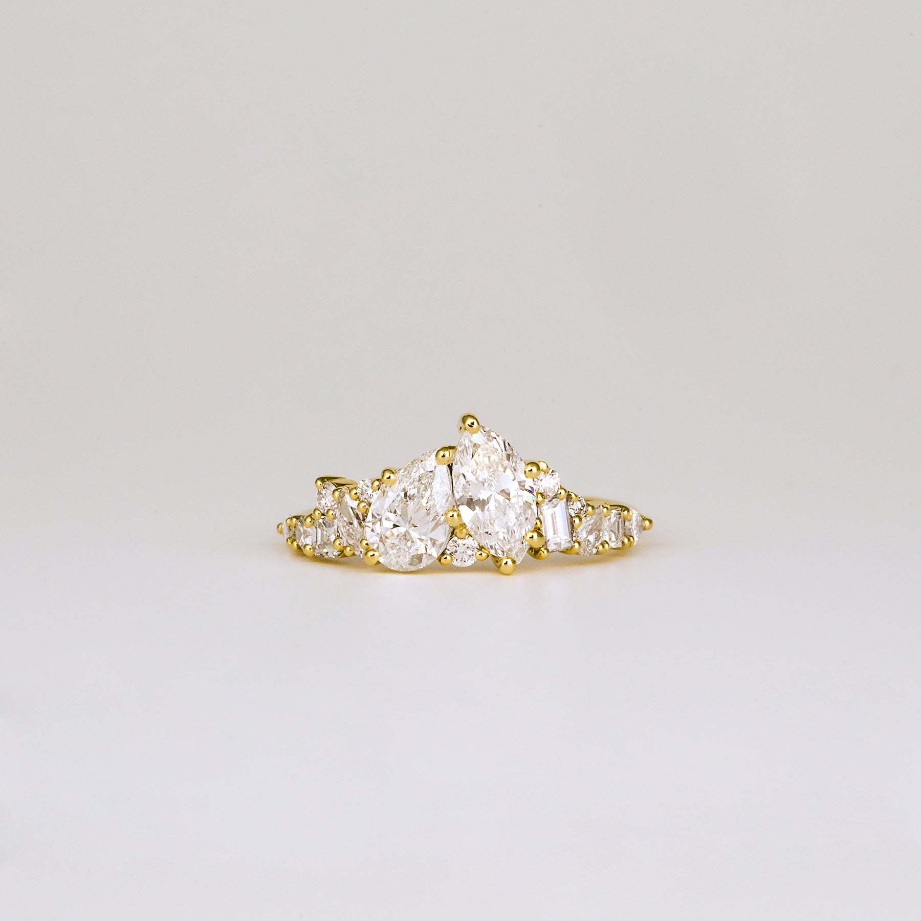 1.46 TCW Marquise, Round, Baguette, Pear & Asscher EF-VVS Diamond Cluster Wedding Band