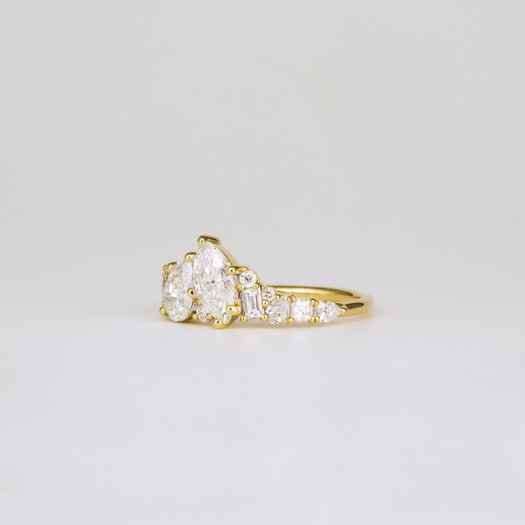 1.46 TCW Marquise, Round, Baguette, Pear & Asscher EF-VVS Diamond Cluster Wedding Band