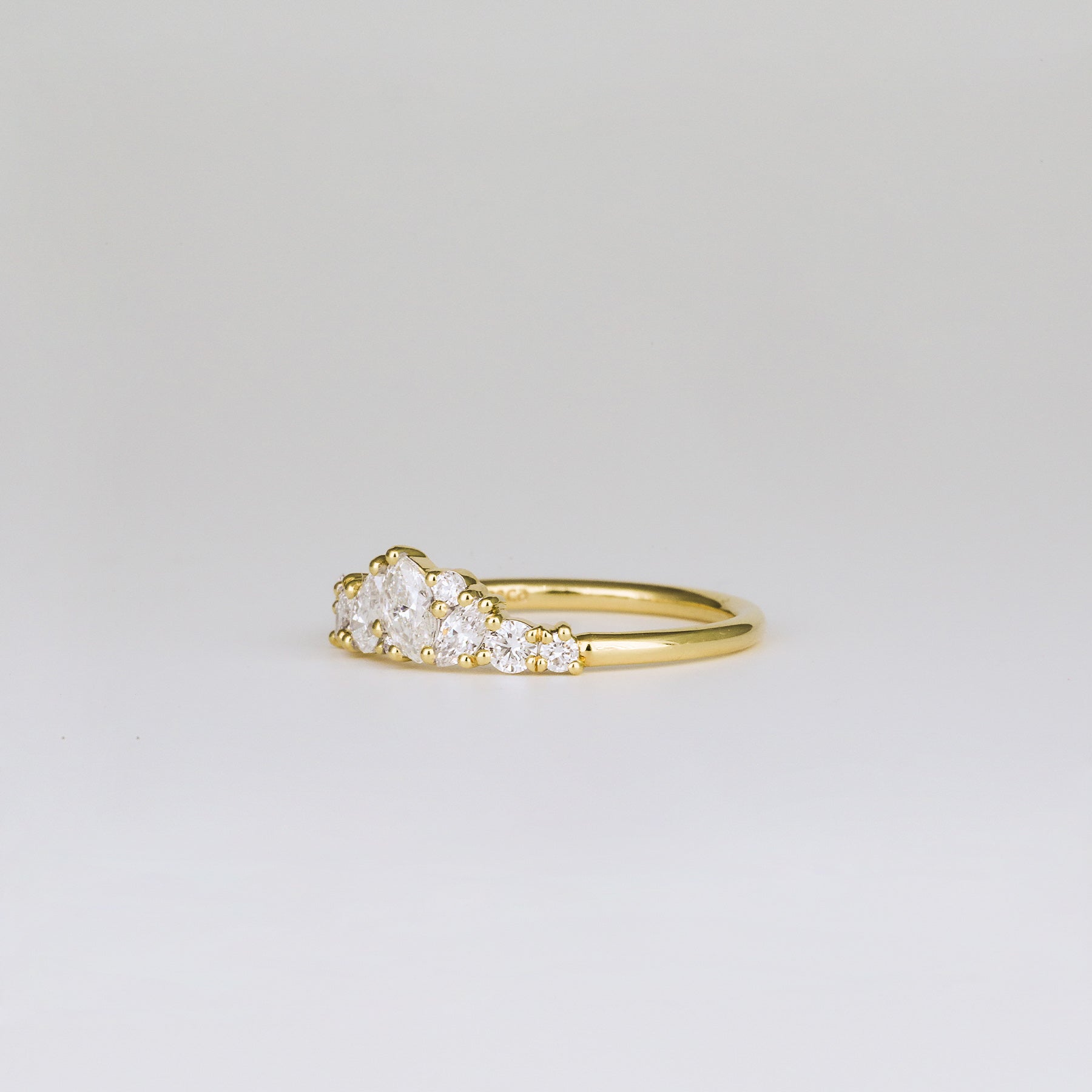 0.61 TCW Round, Pear, & Marquise EF- VVS Diamond Cluster Wedding Band