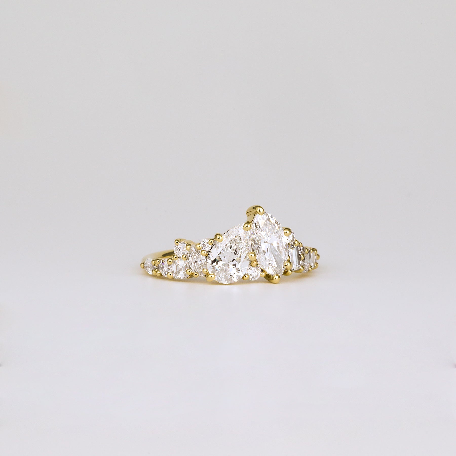 1.46 TCW Marquise, Round, Baguette, Pear & Asscher EF-VVS Diamond Cluster Wedding Band