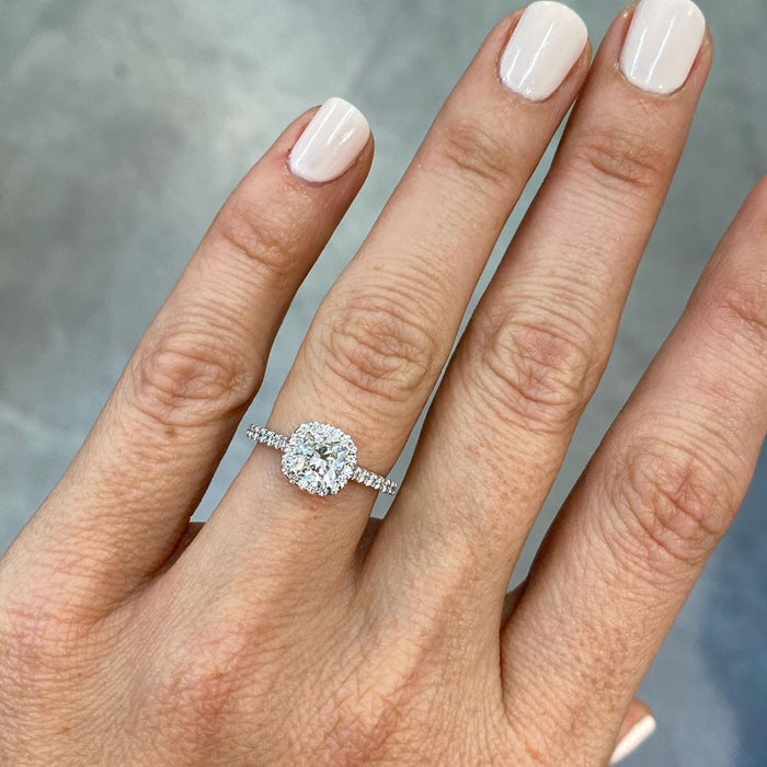 1.50 Carats Lab Grown Diamond Cushion Shape E-VS1 Halo Engagement Ring - Camila Brown