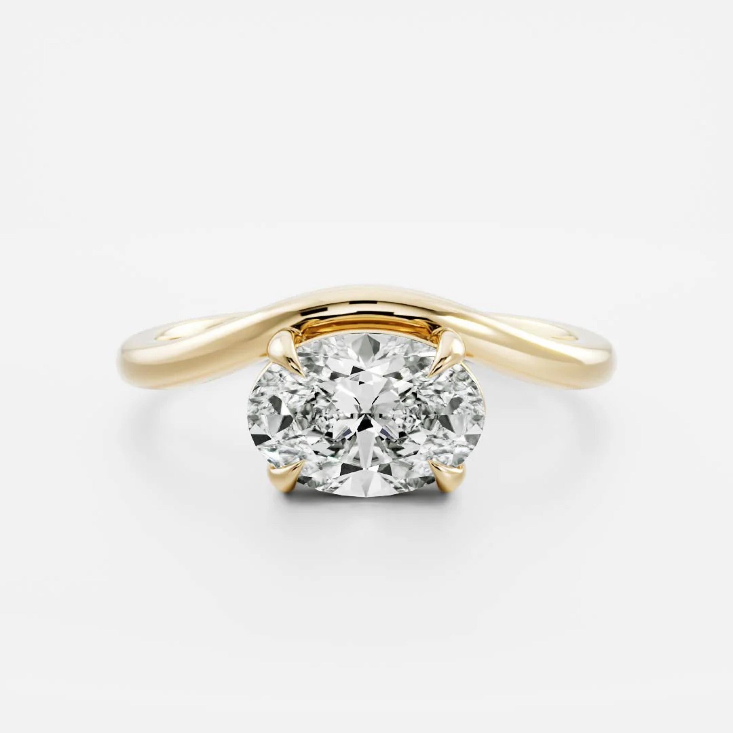 1.5 - 2.5 CT Oval Lab Grown Diamond Curved Engagement Ring