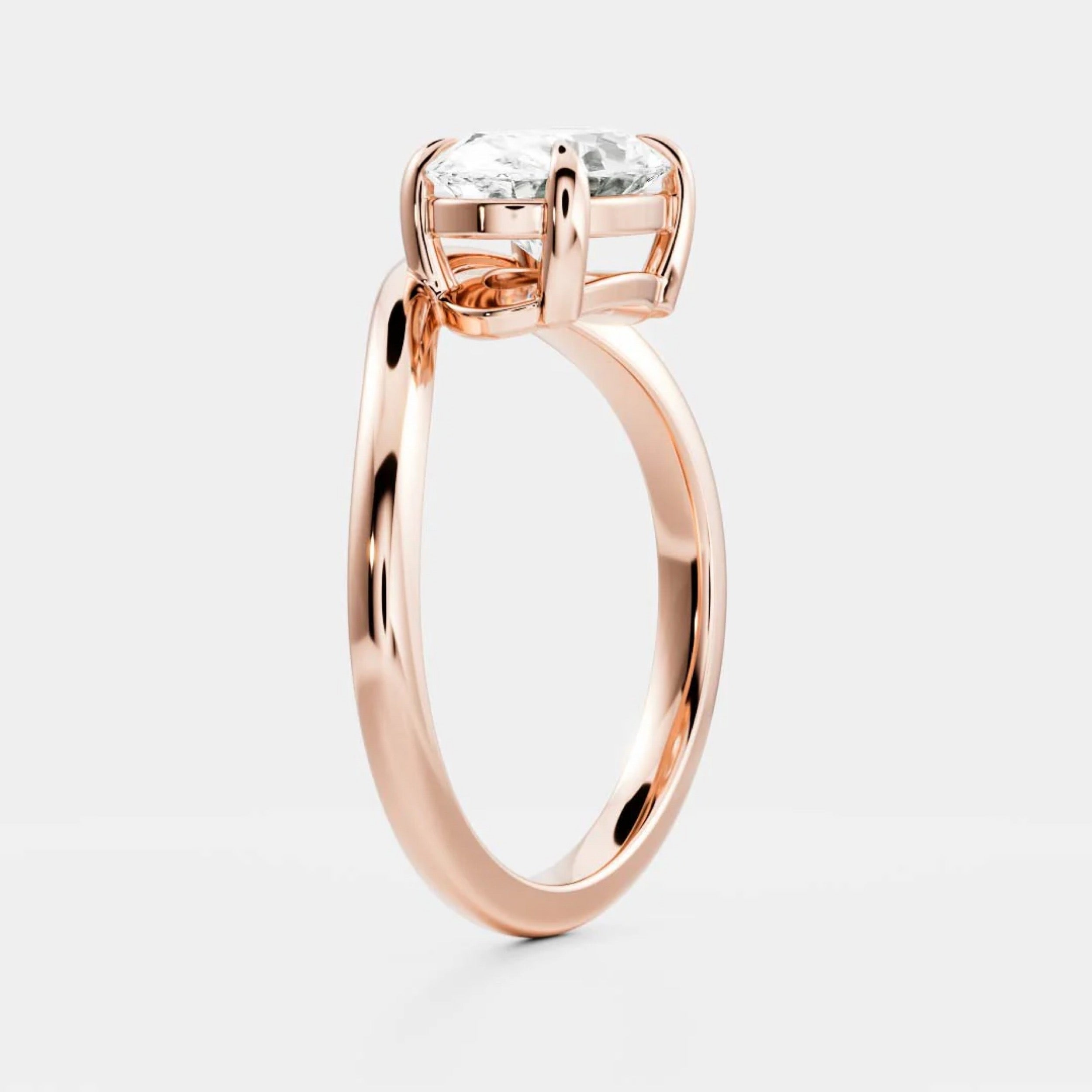 1.5 - 2.5 CT Oval Lab Grown Diamond Curved Engagement Ring