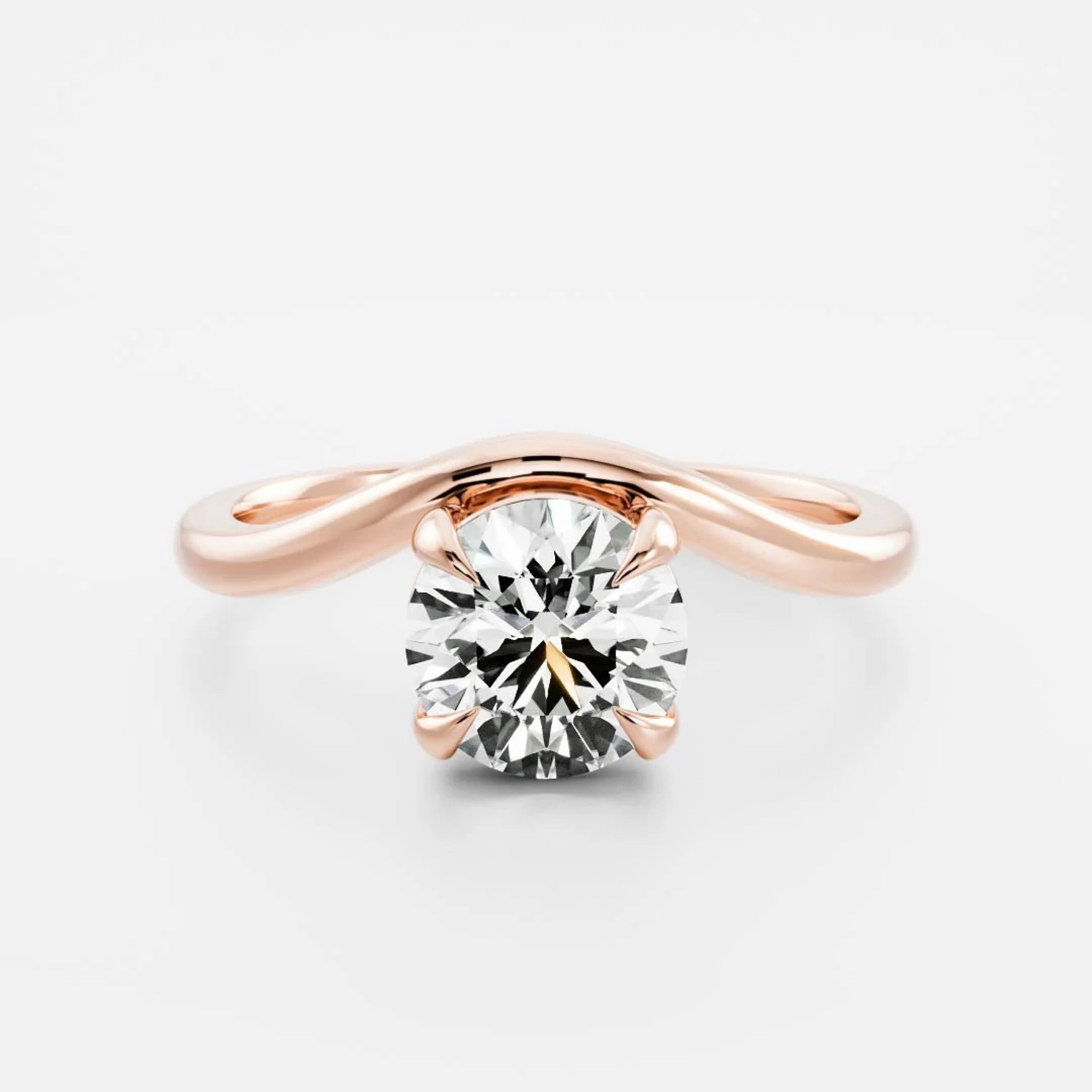 1.0 - 3.0 CT Round Lab Grown Diamond Curved Engagement Ring