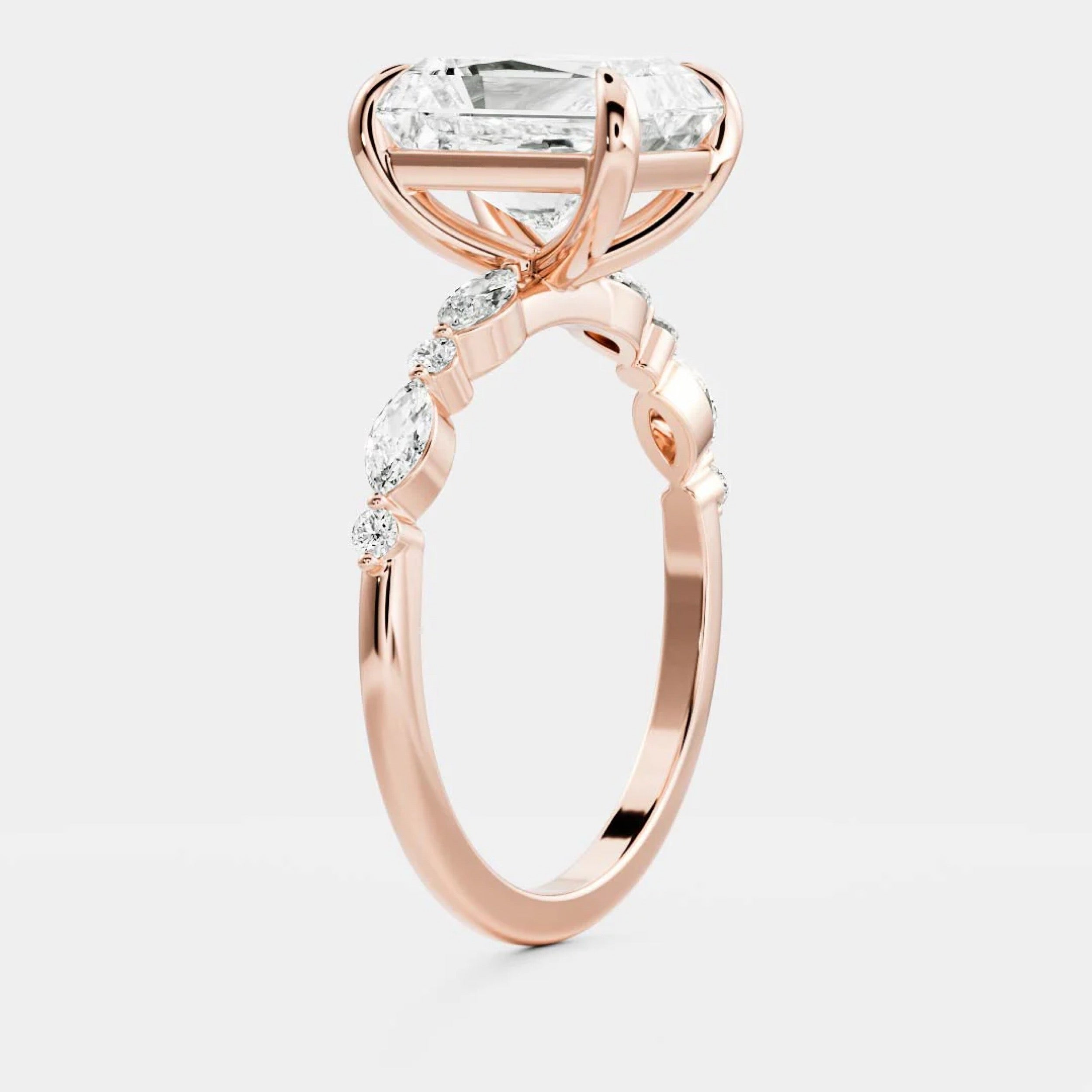 2.0 - 4.0 CT Radiant Lab Grown Diamond Solitaire Engagement Ring