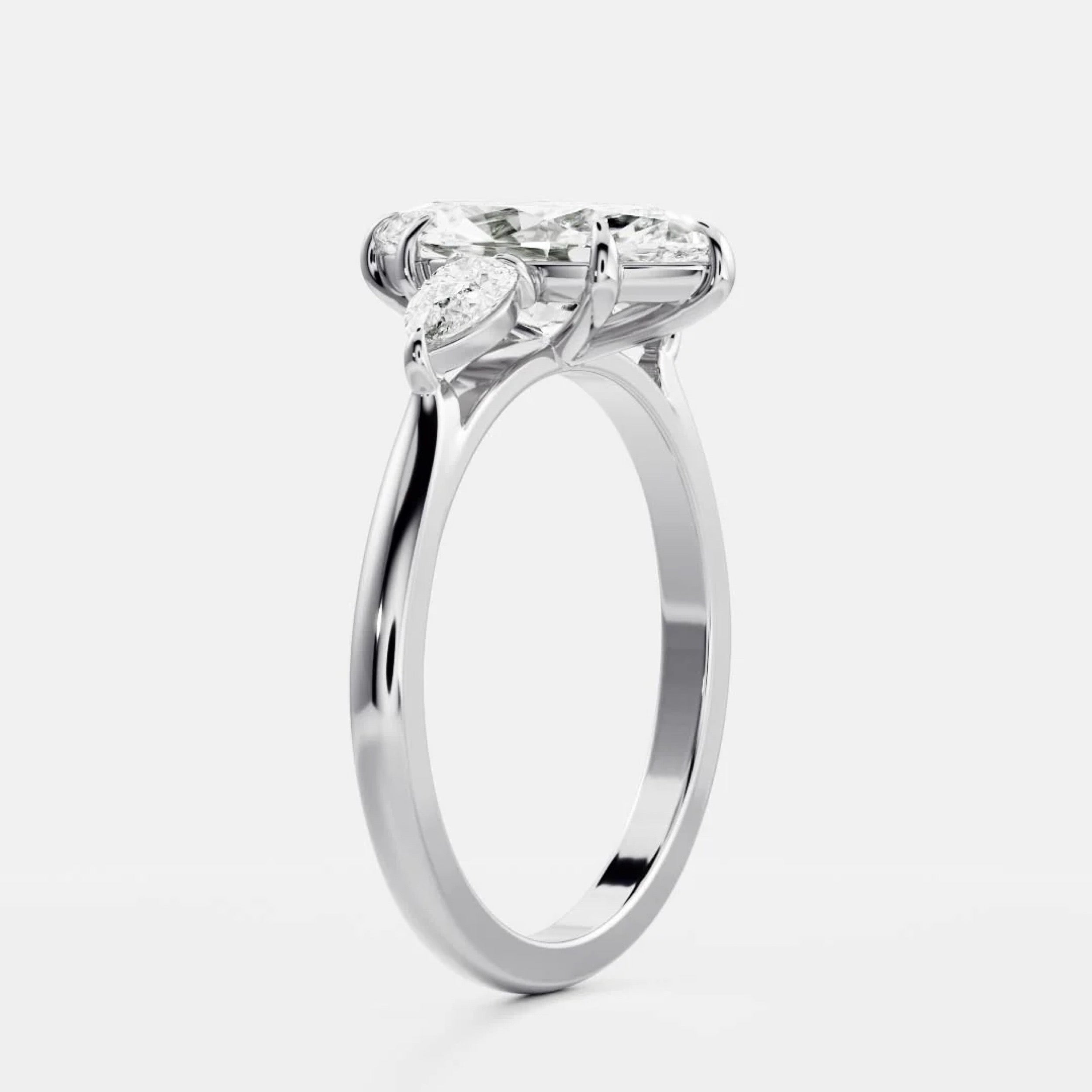 2.5 - 3.5 CT Marquise Lab Grown Diamond Trilogy Engagement Ring