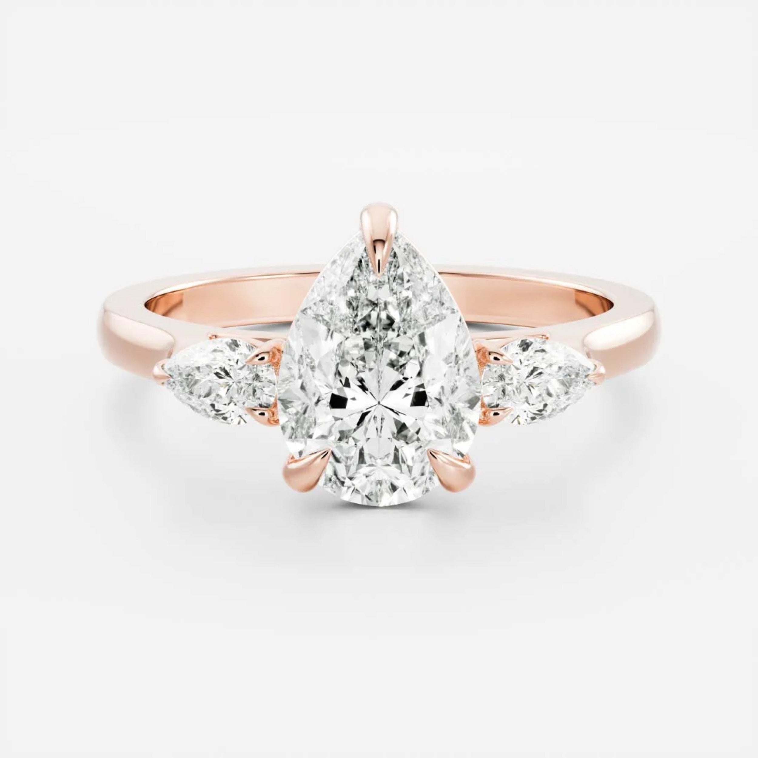 2.0 - 4.0 CT Pear Lab Grown Diamond Trilogy Engagement Ring