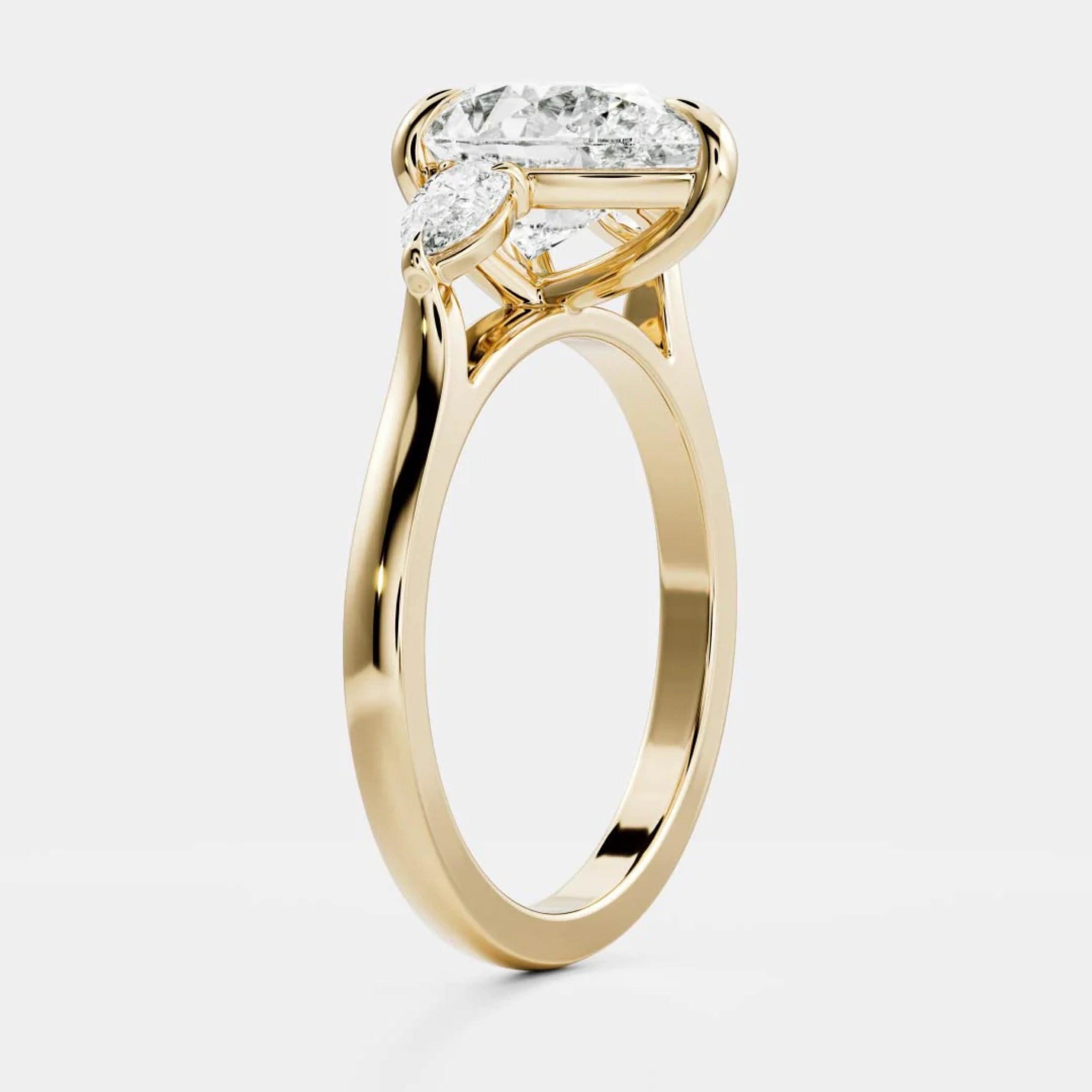2.0 - 4.0 CT Pear Lab Grown Diamond Trilogy Engagement Ring