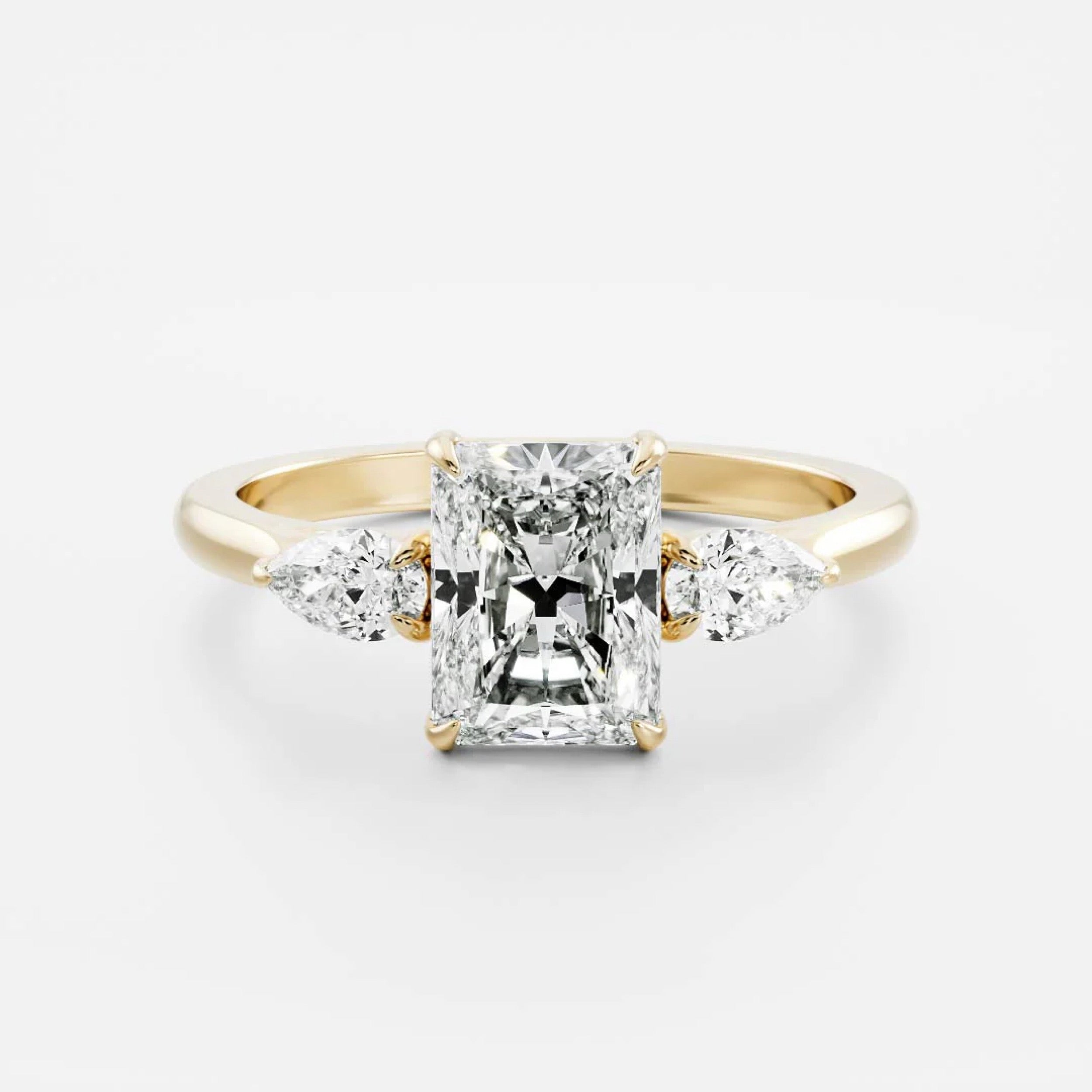 2.5 - 3.5 CT Radiant Lab Grown Diamond Trilogy Engagement Ring