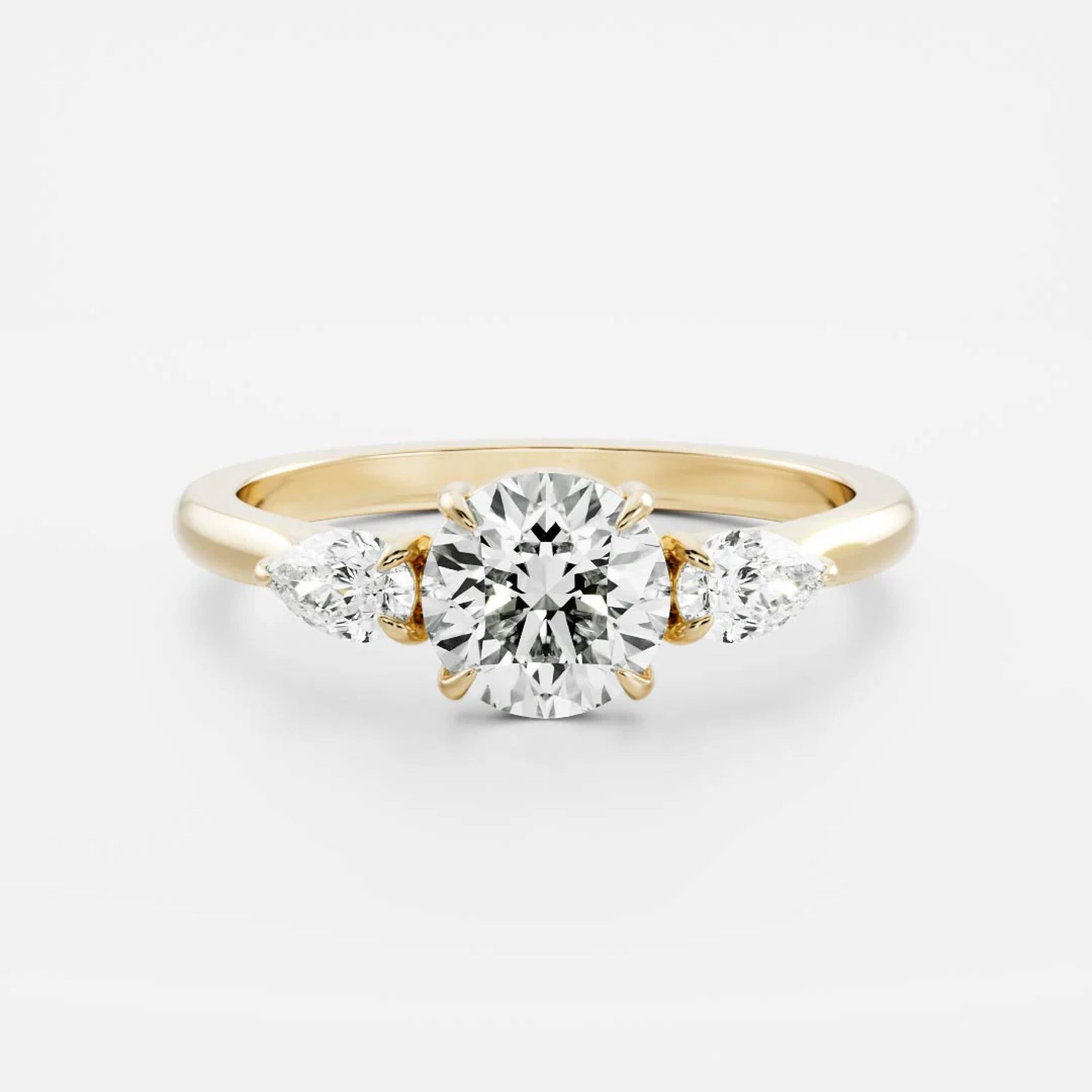 0.5 - 1.5 CT Round Lab Grown Diamond Trilogy Engagement Ring