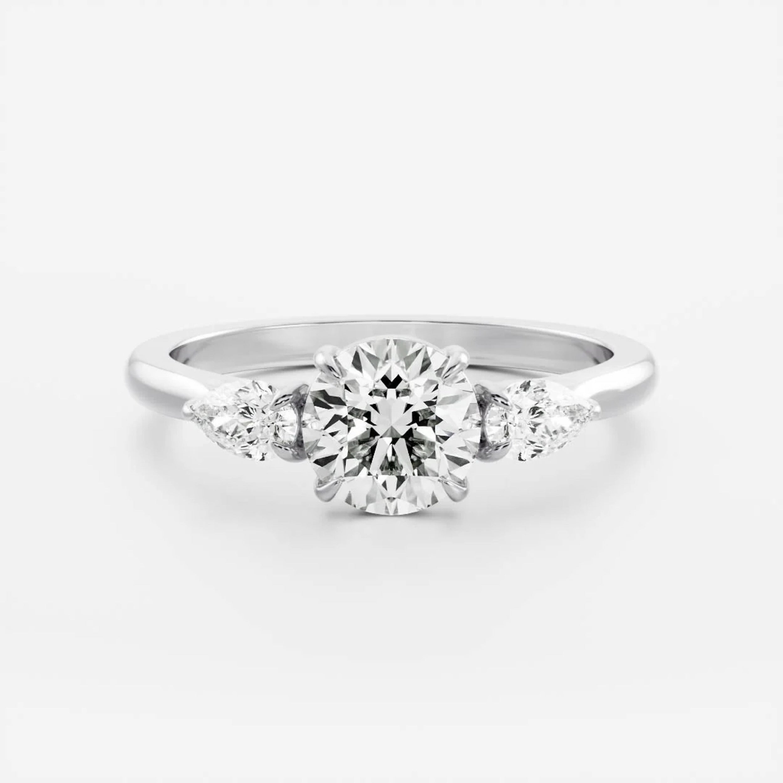 0.5 - 1.5 CT Round Lab Grown Diamond Trilogy Engagement Ring