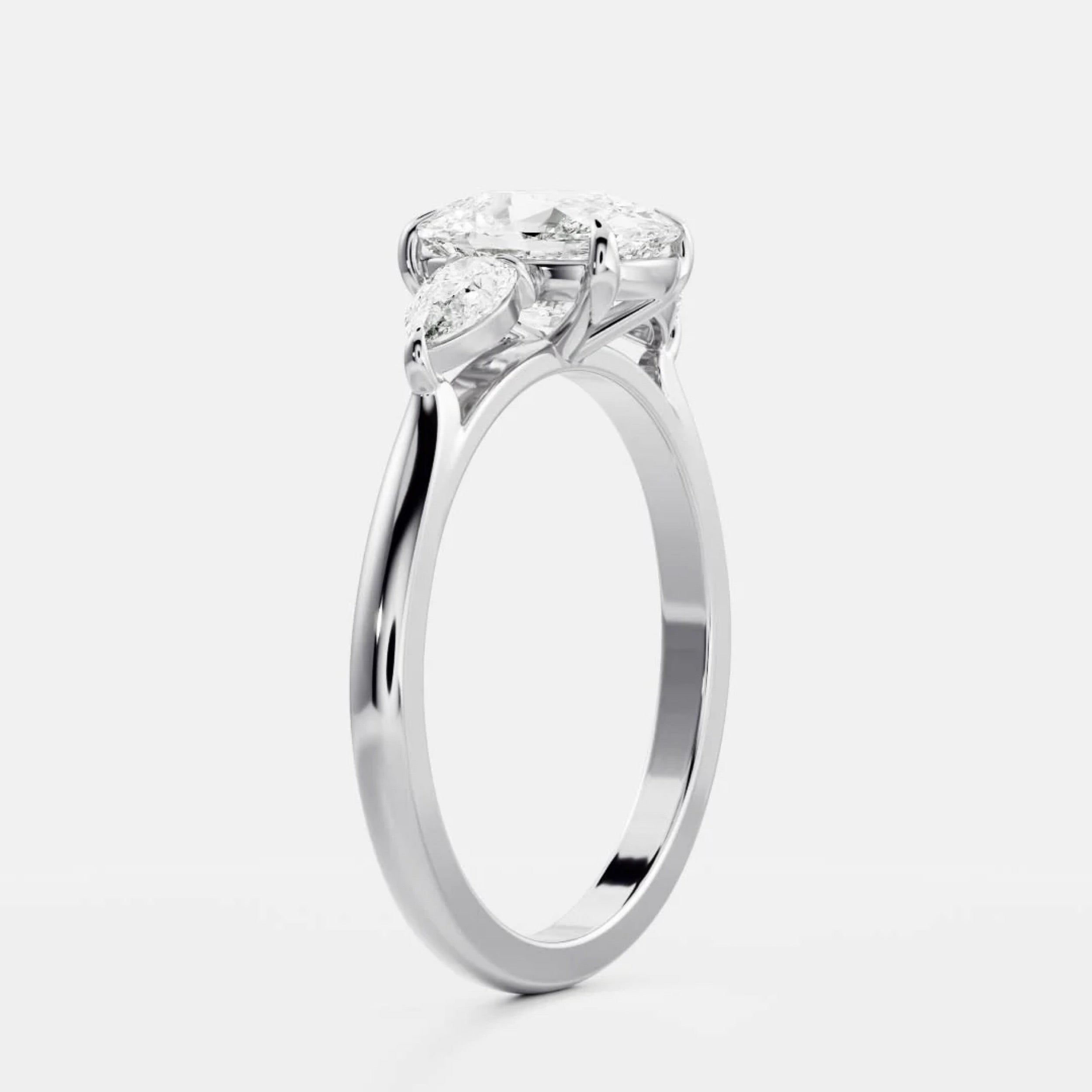 2.5 - 3.5 CT Cushion Lab Grown Diamond Trilogy Engagement Ring