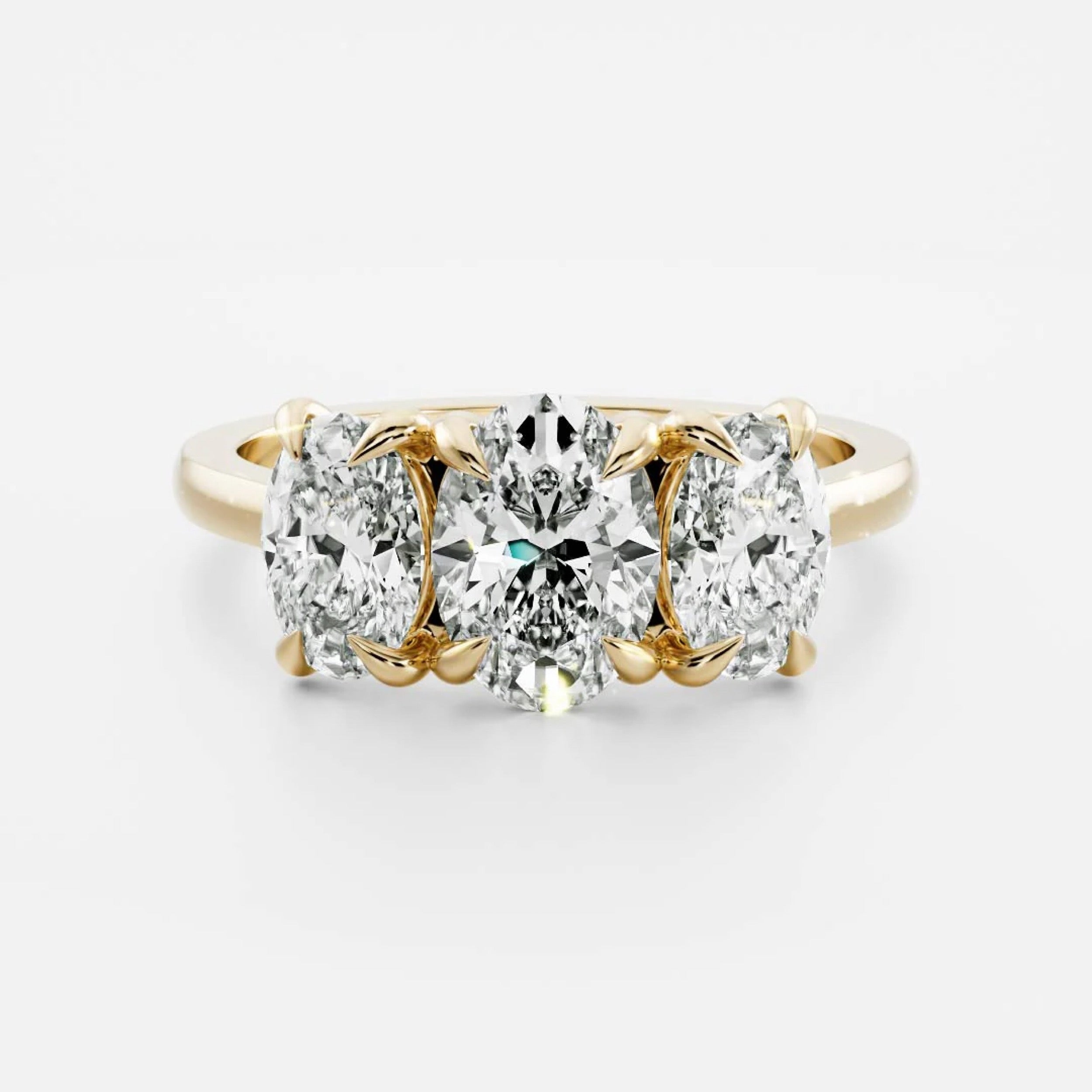 1.5 - 2.5 CT Oval Lab Grown Diamond Trilogy Engagement Ring