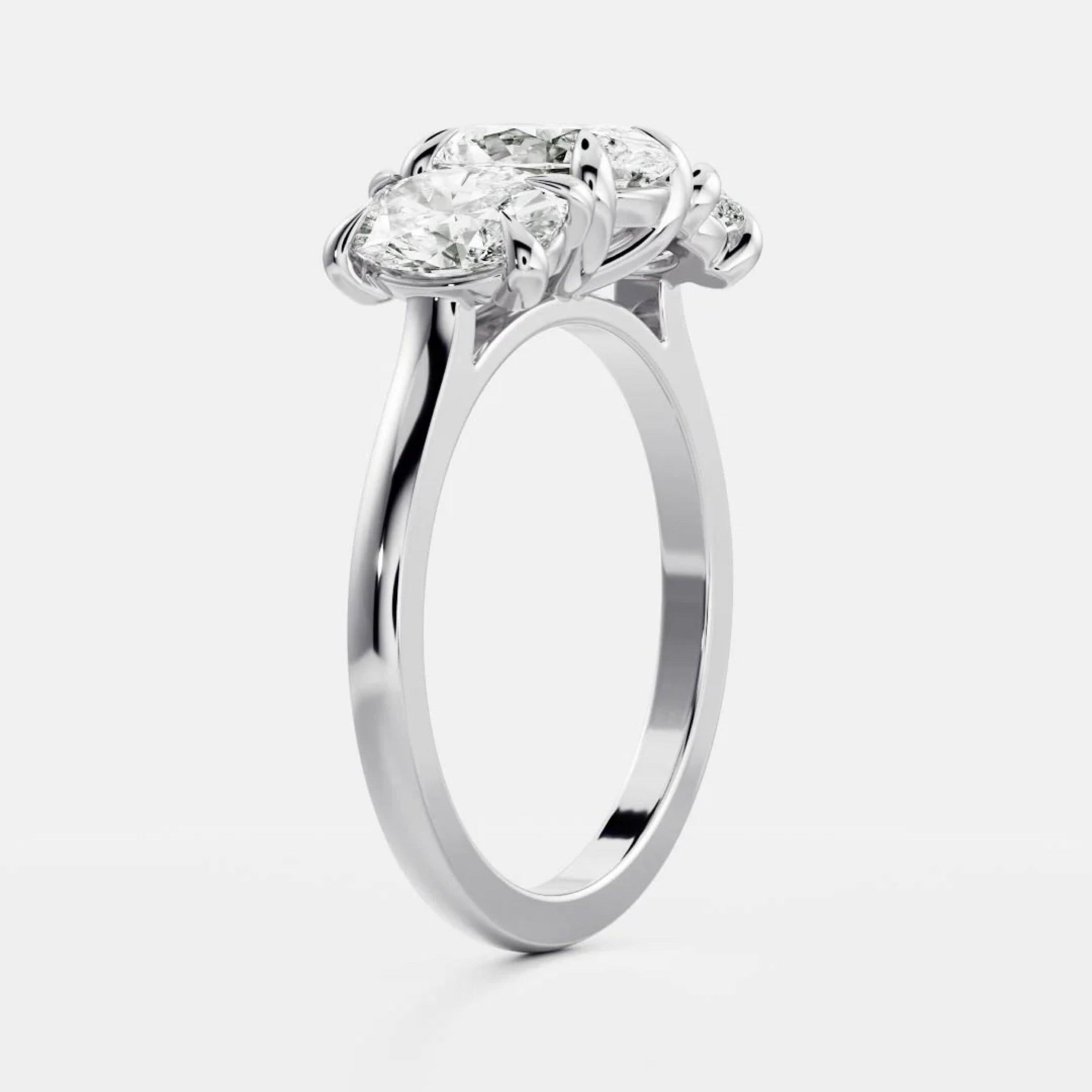 1.5 - 2.5 CT Oval Lab Grown Diamond Trilogy Engagement Ring