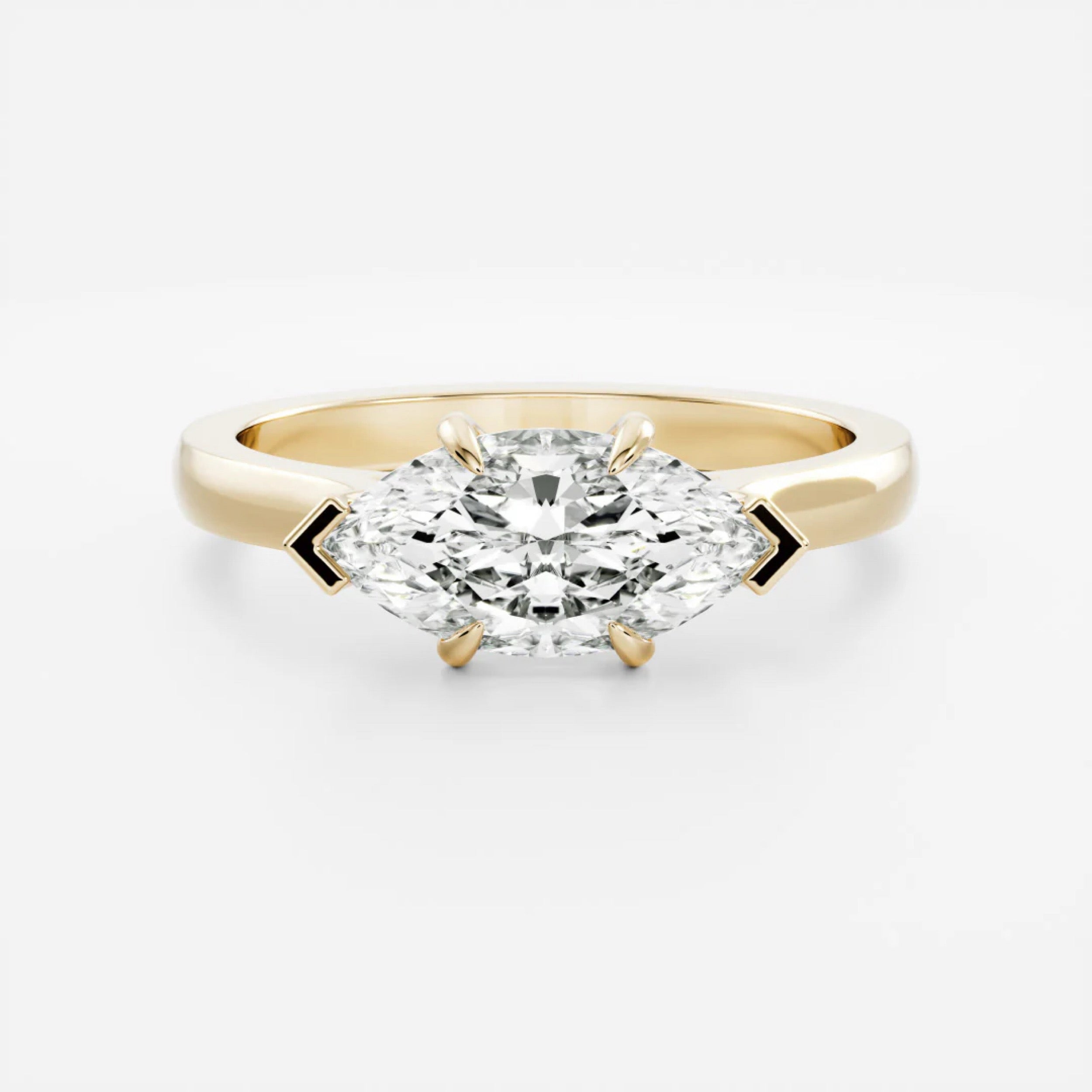 2.0 - 4.0 CT East West Marquise Lab Grown Diamond Solitaire Engagement Ring