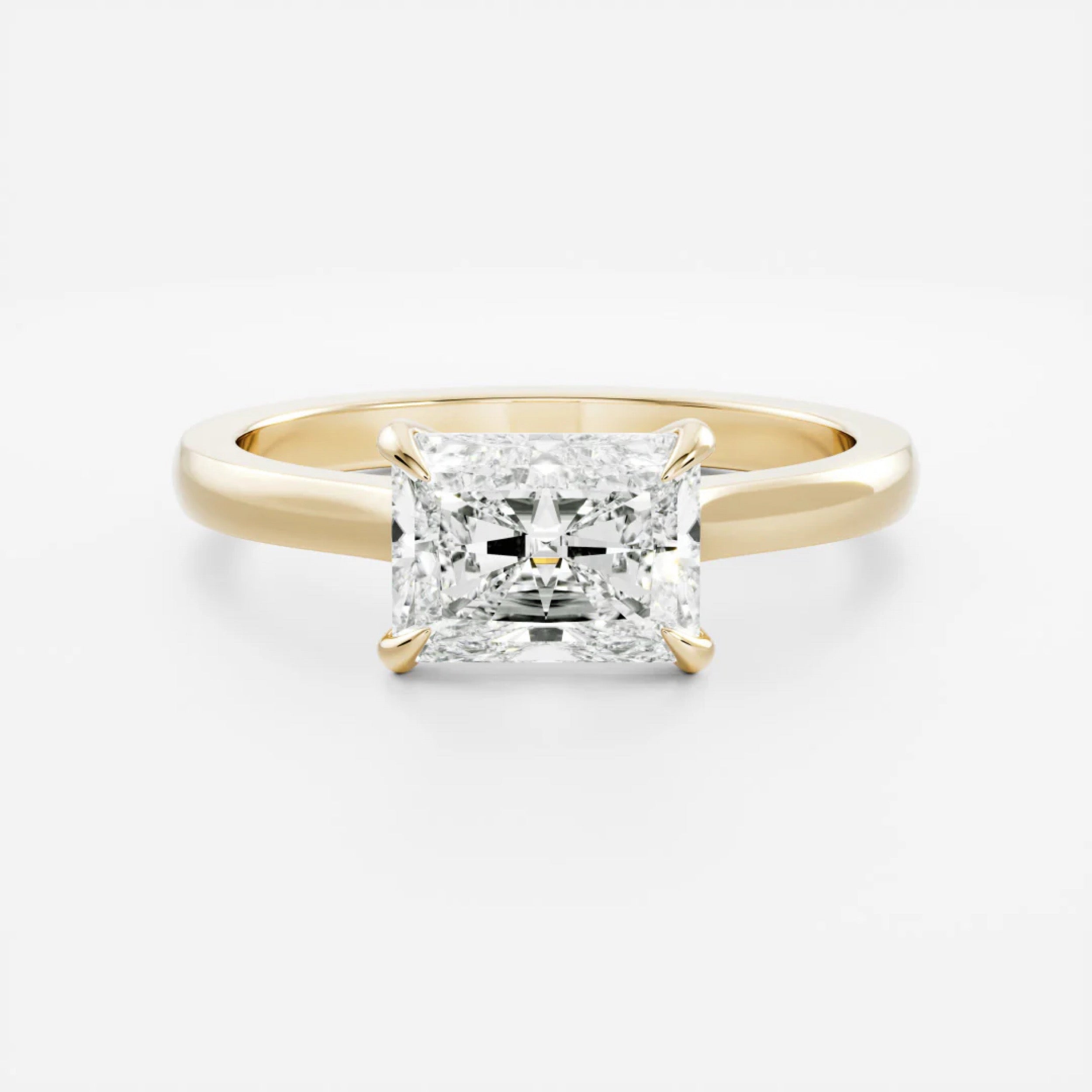 2.0 - 4.0 CT East West Radiant Lab Grown Diamond Solitaire Engagement Ring