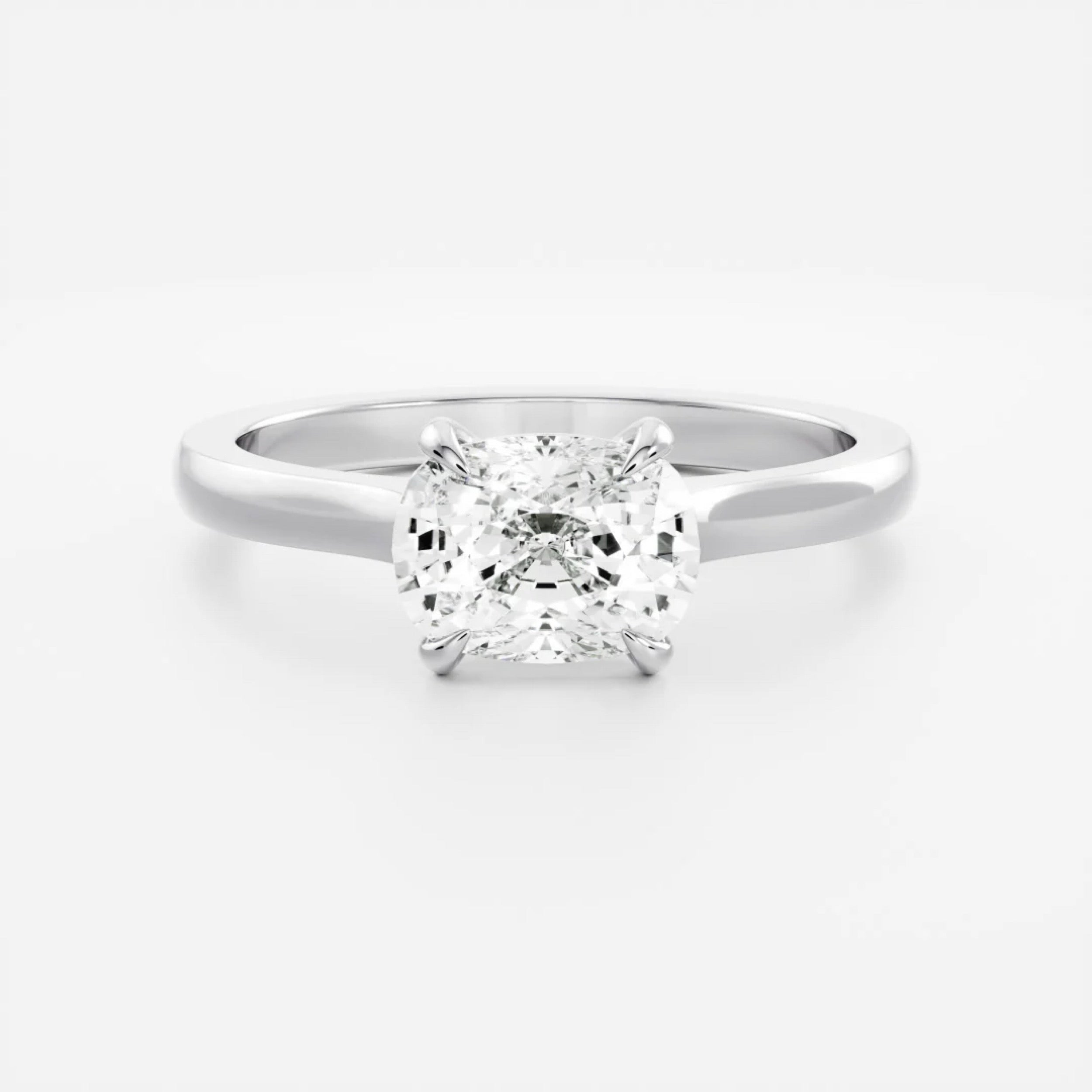 1.5 - 2.5 CT East West Cushion Lab Grown Diamond Solitaire Engagement Ring
