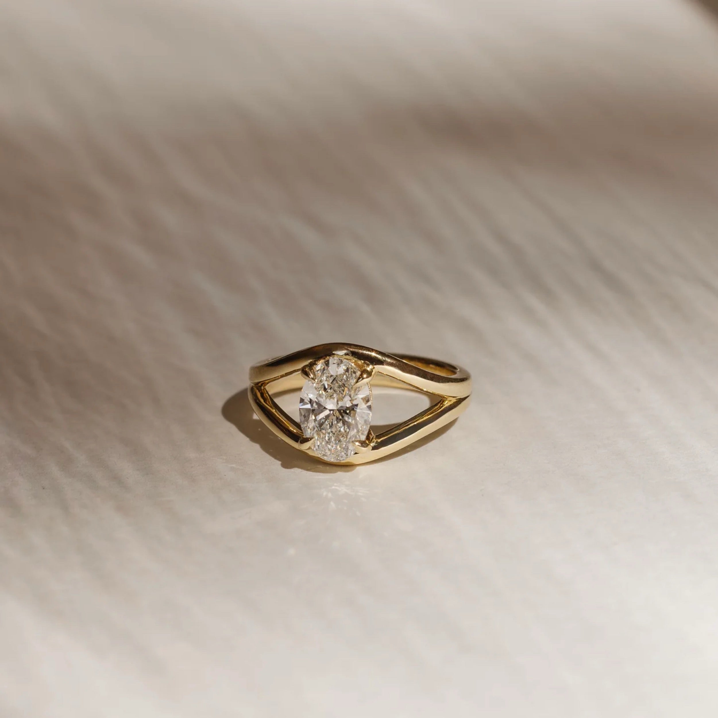 2.0 - 4.0 CT Oval Lab Grown Diamond Split Shank Engagement Ring