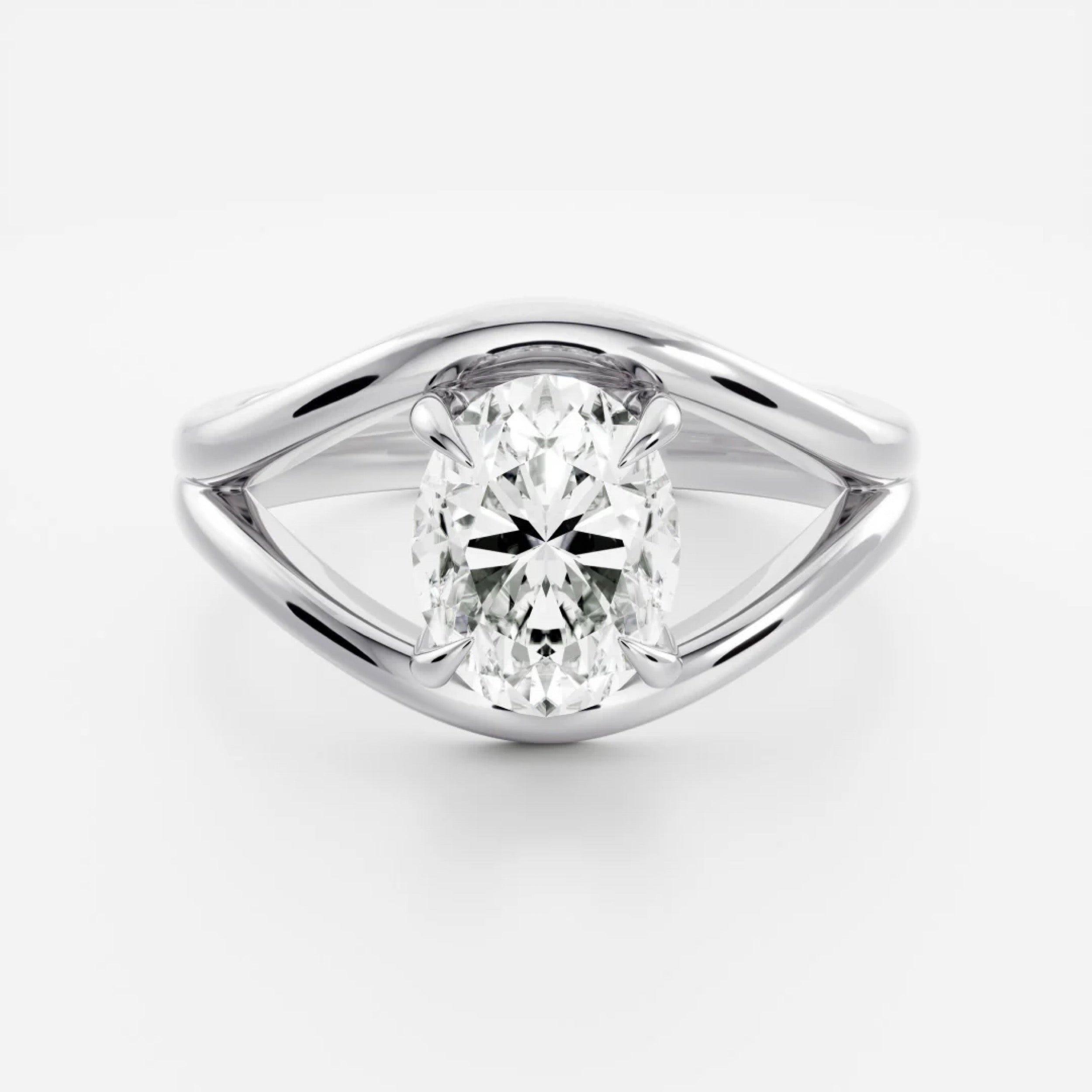 2.0 - 4.0 CT Oval Lab Grown Diamond Split Shank Engagement Ring