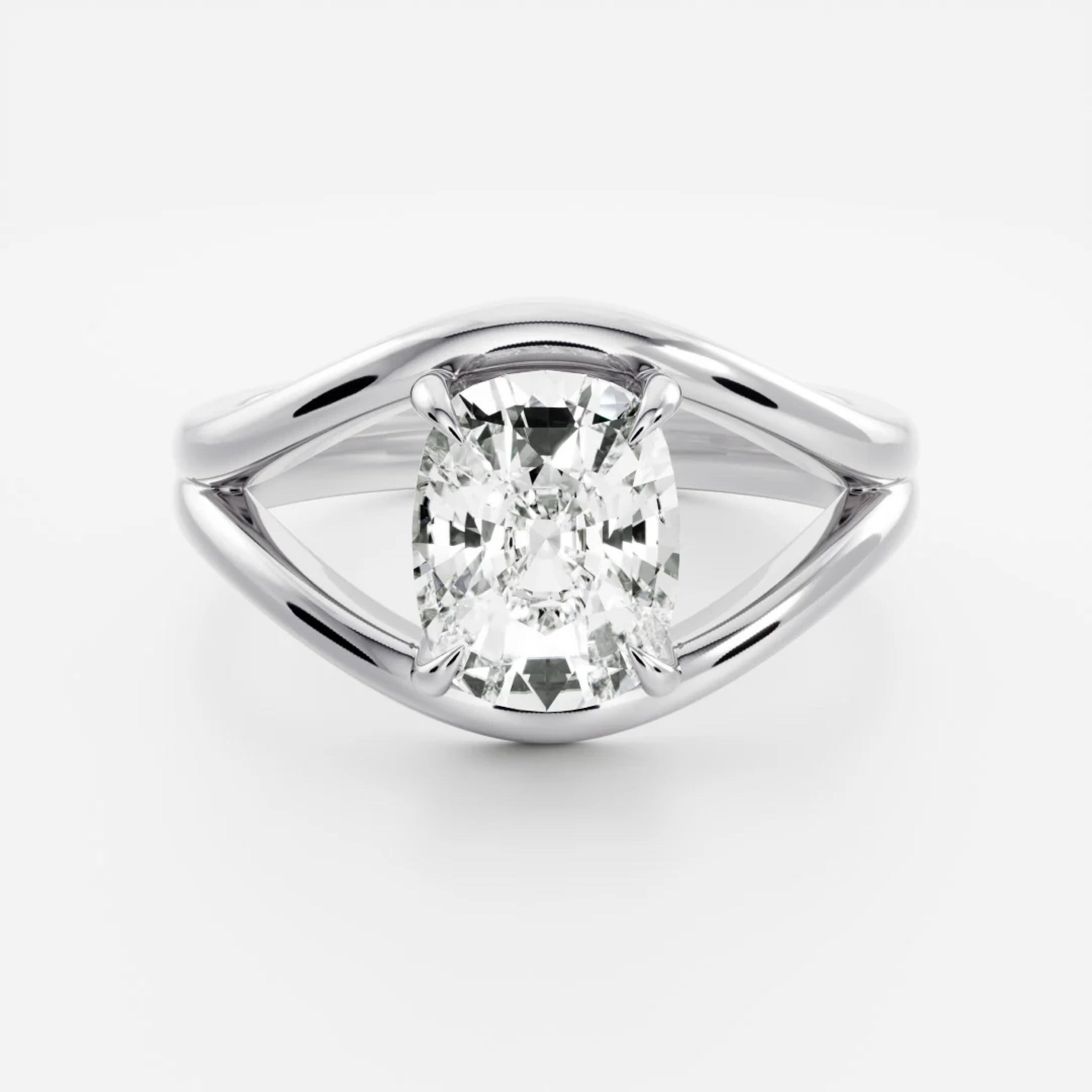 2.5 - 3.5 CT Elongated Cushion Lab Grown Diamond Split Shank Engagement Ring