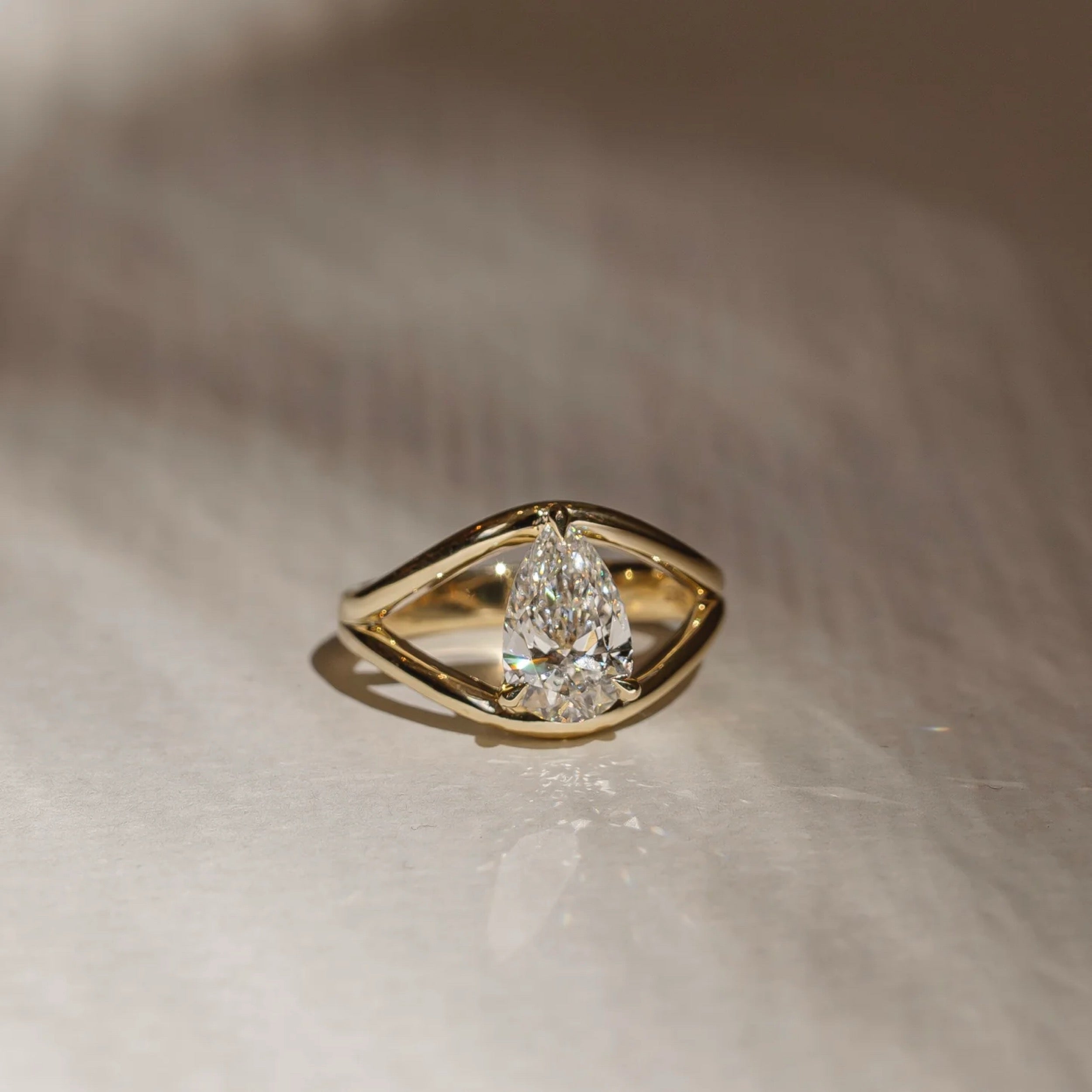 1.5 - 2.5 CT Pear Lab Grown Diamond Split Shank Engagement Ring