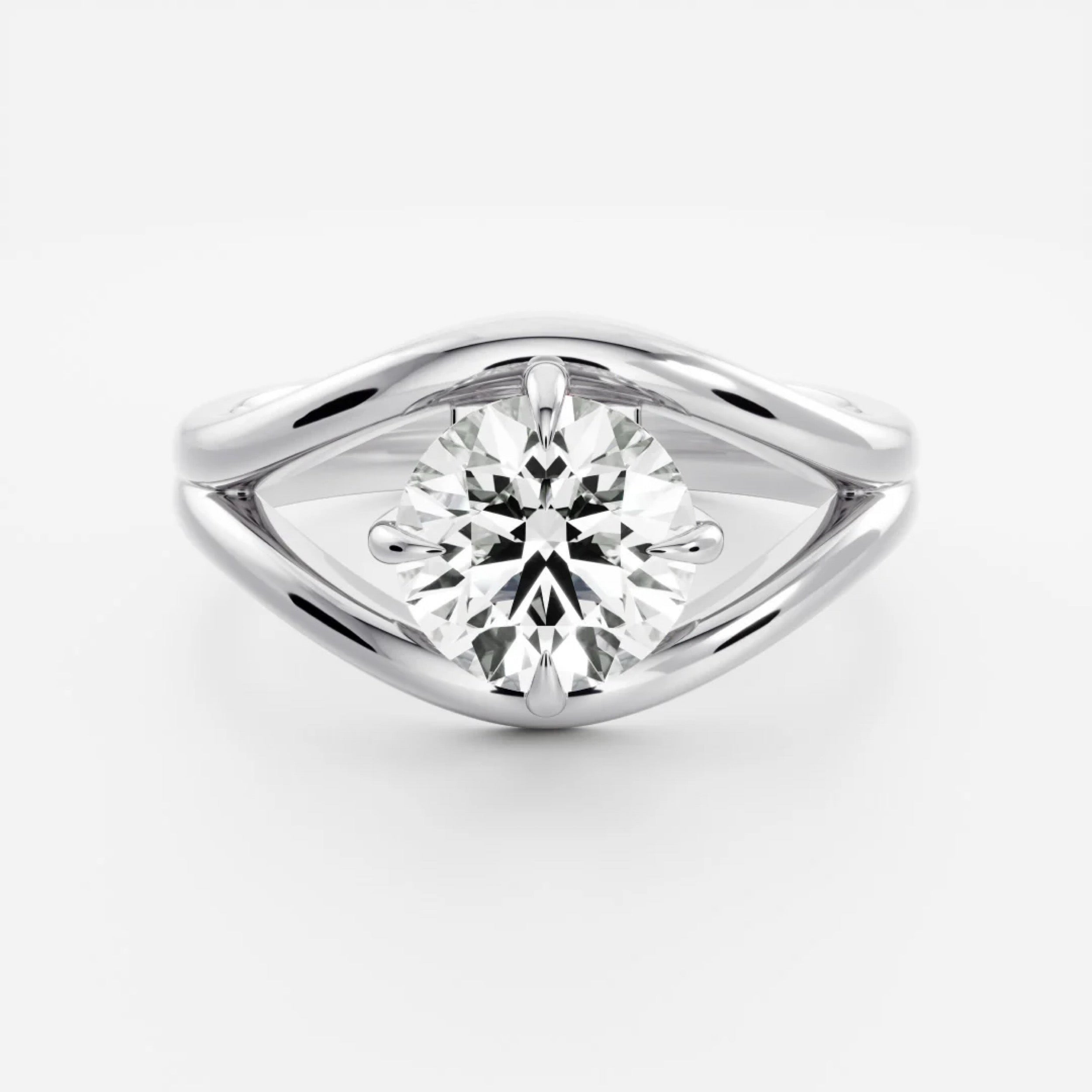 1.0 - 3.0 CT Round Lab Grown Diamond Split Shank Engagement Ring
