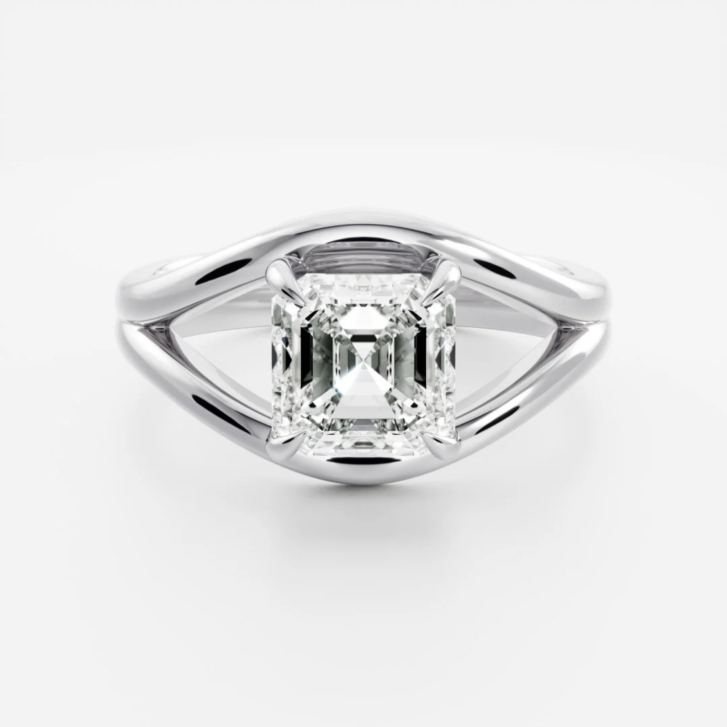 1.0 - 3.0 CT Asscher Lab Grown Diamond Split Shank Engagement Ring