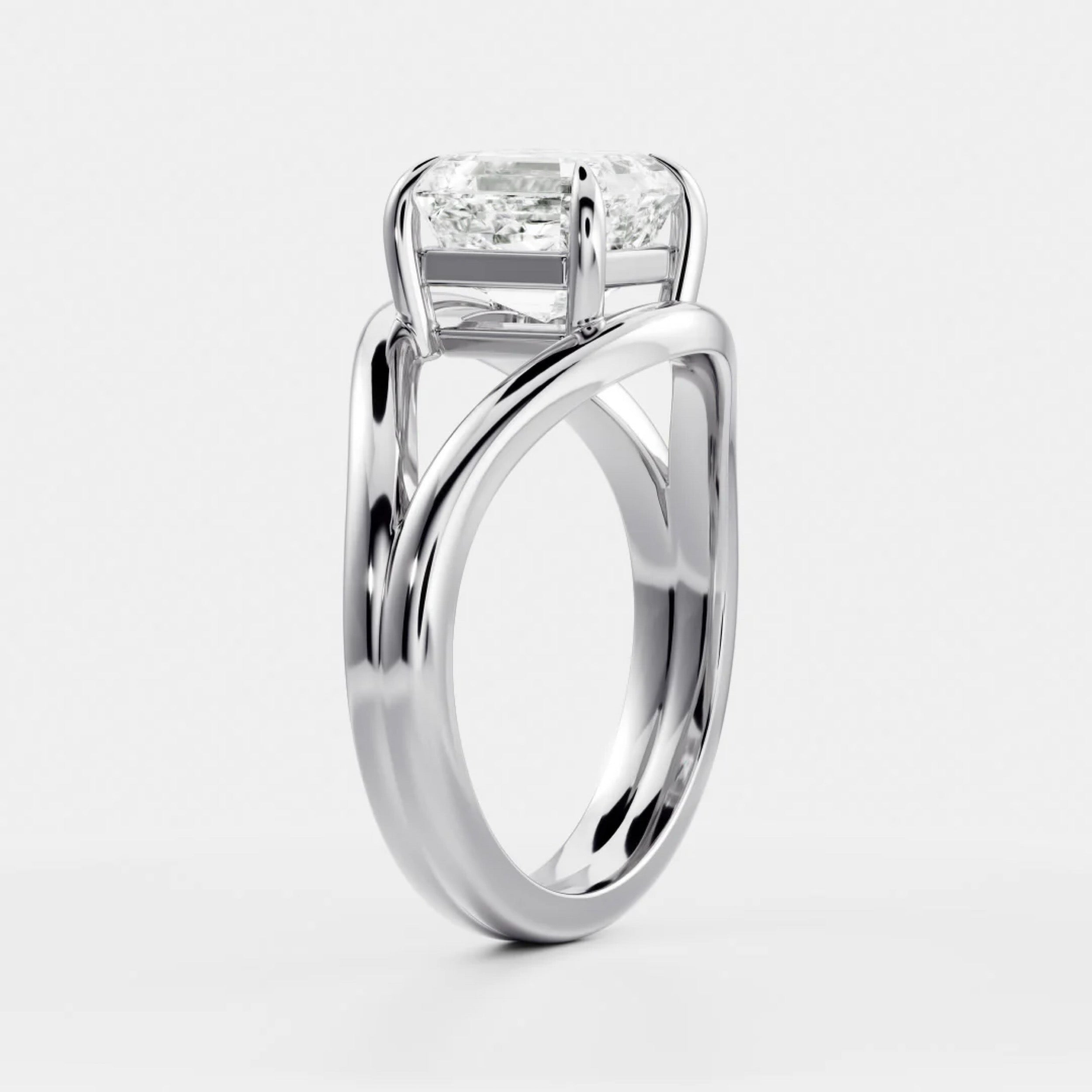 1.0 - 3.0 CT Asscher Lab Grown Diamond Split Shank Engagement Ring