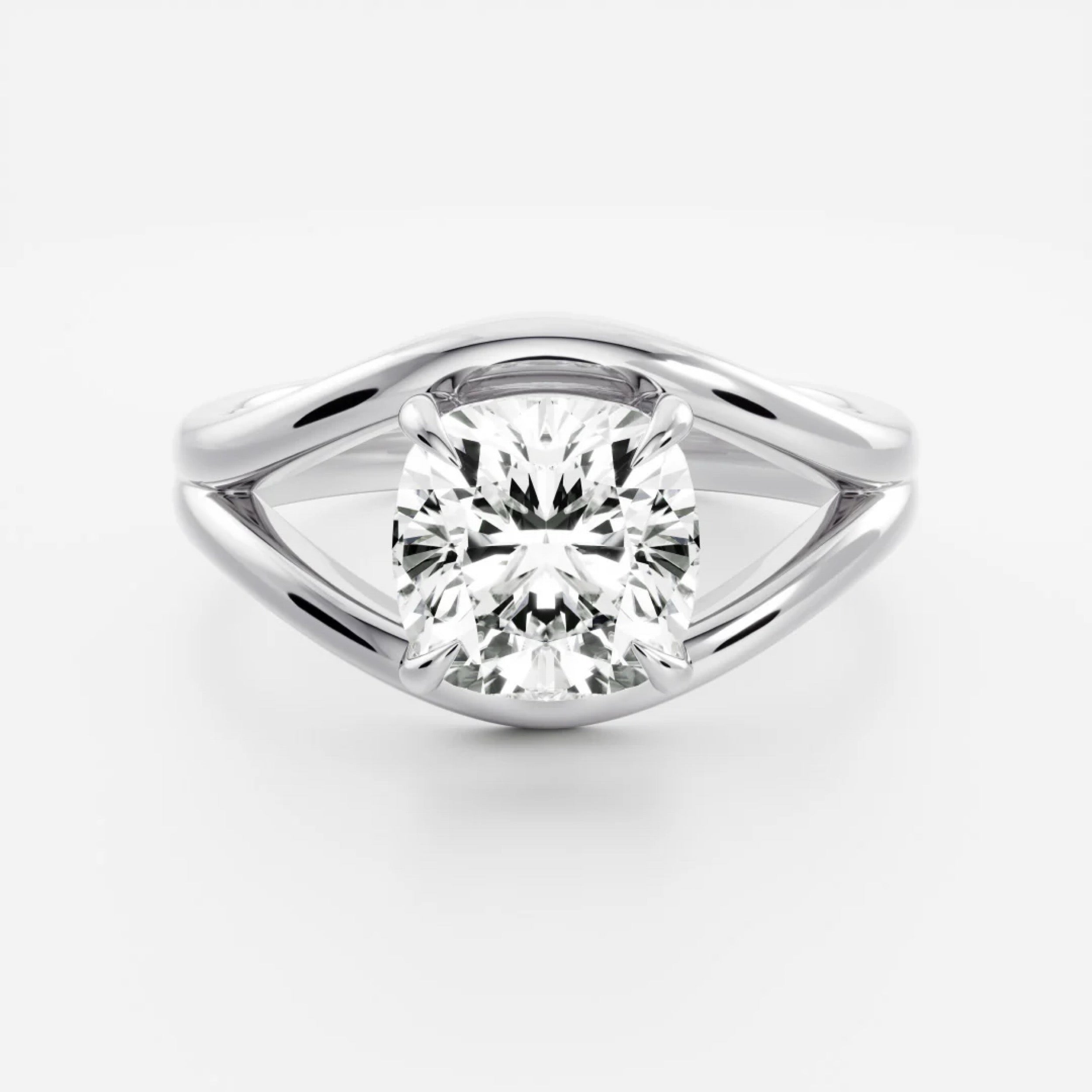1.5 - 2.5 CT Cushion Lab Grown Diamond Split Shank Engagement Ring