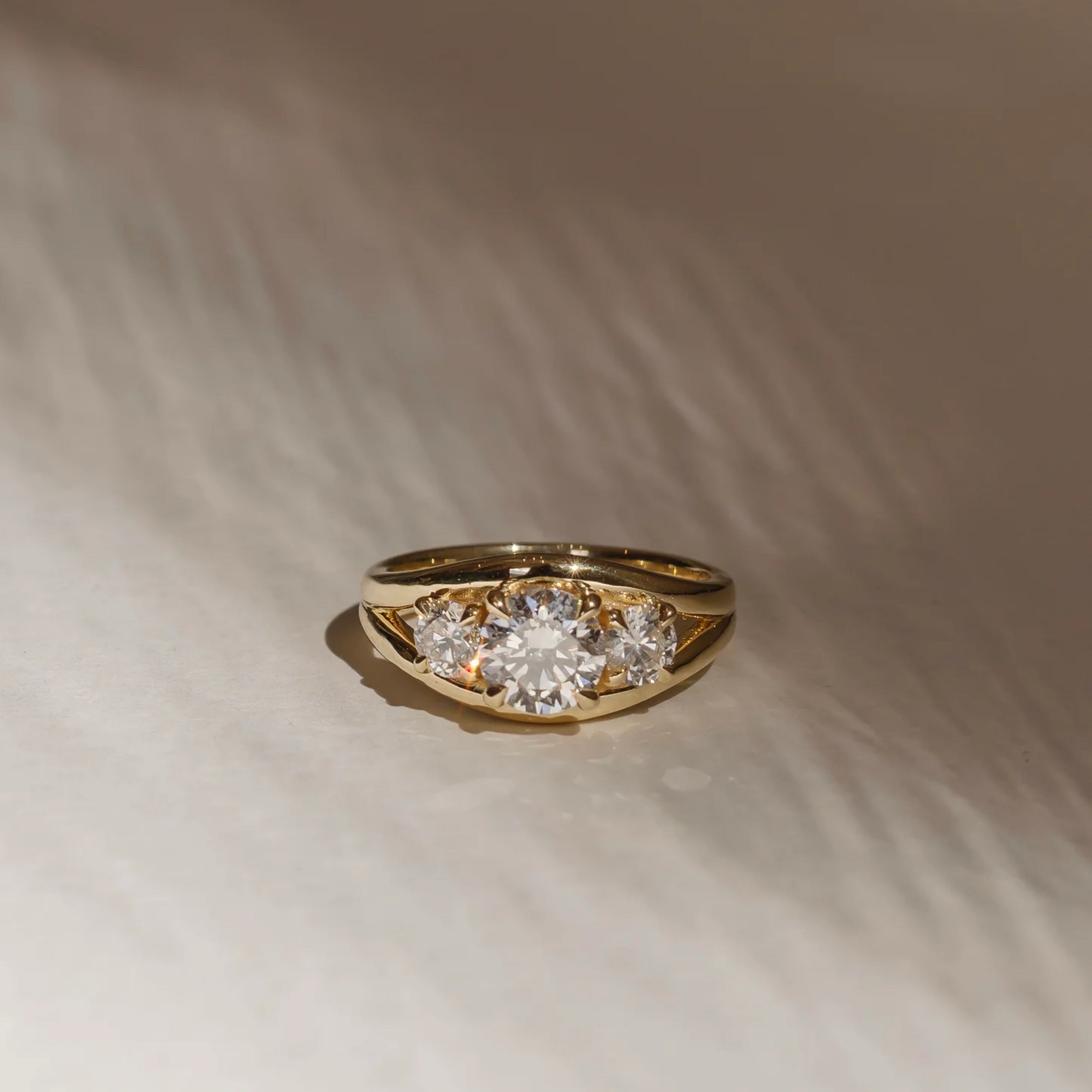 1.0 - 3.0 CT Round Lab Grown Diamond Split Shank Trilogy Engagement Ring