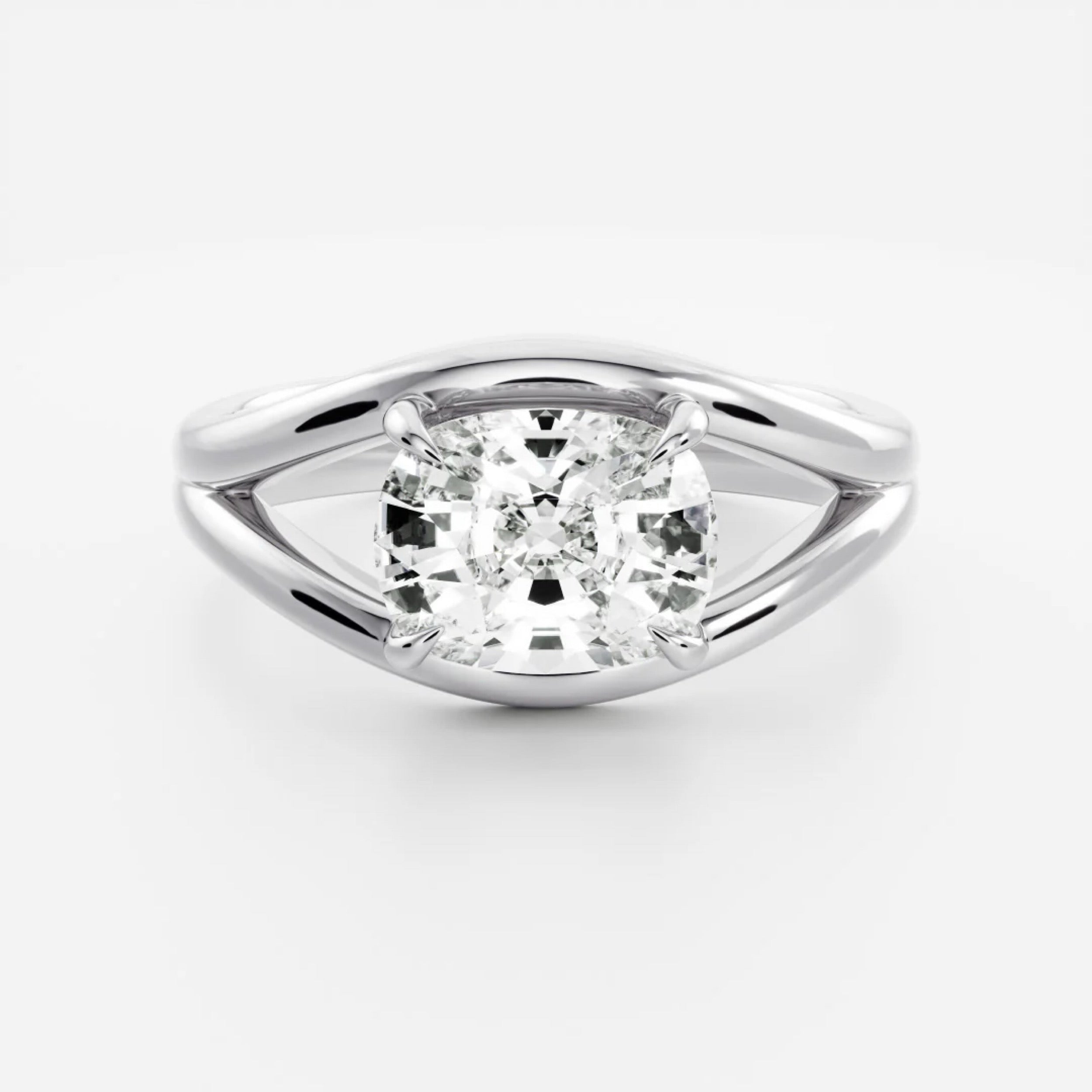 2.5 - 3.5 CT East West Elongated Cushion Lab Grown Diamond Split Shank Engagement Ring