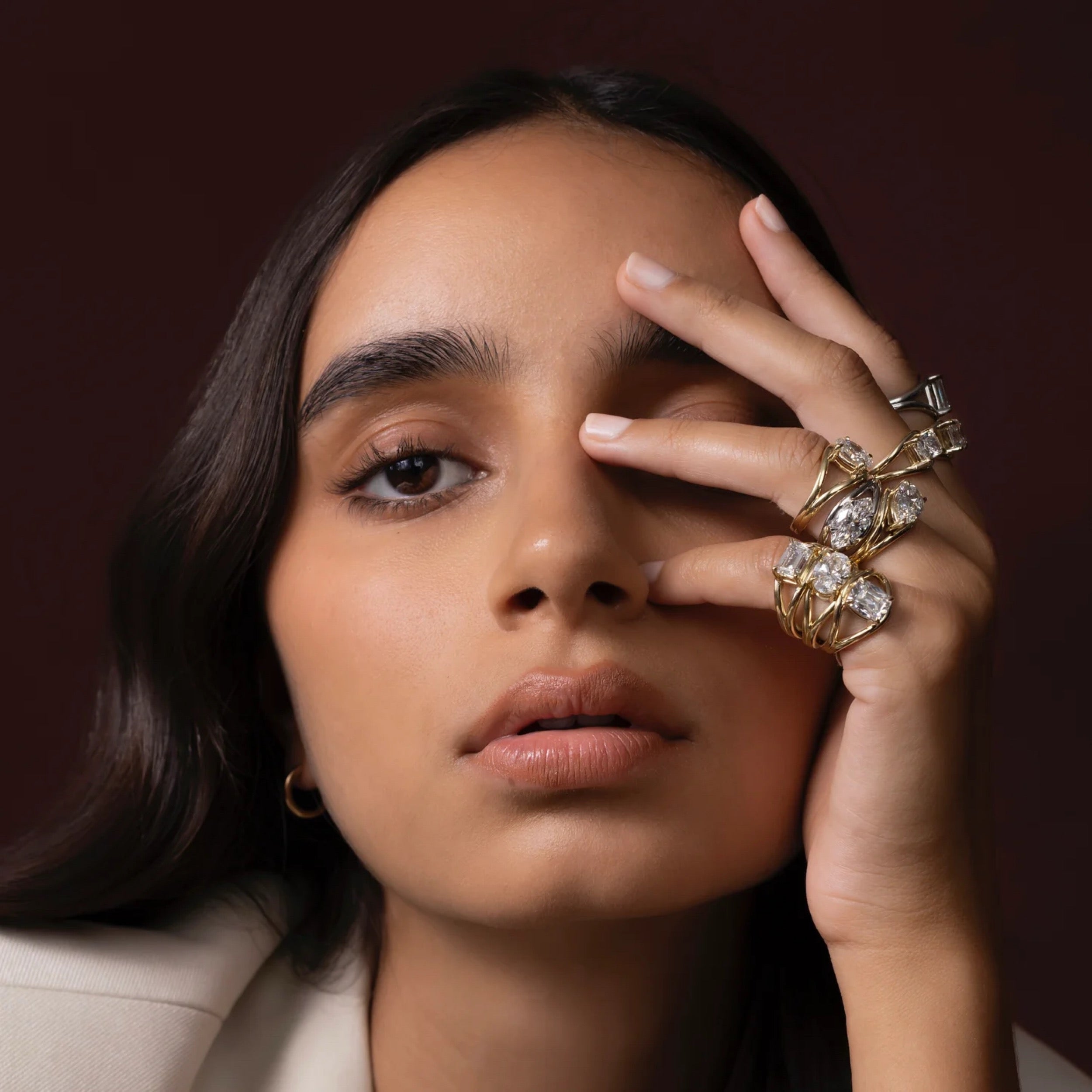 1.5 - 2.5 CT East West Emerald Lab Grown Diamond Split Shank Engagement Ring