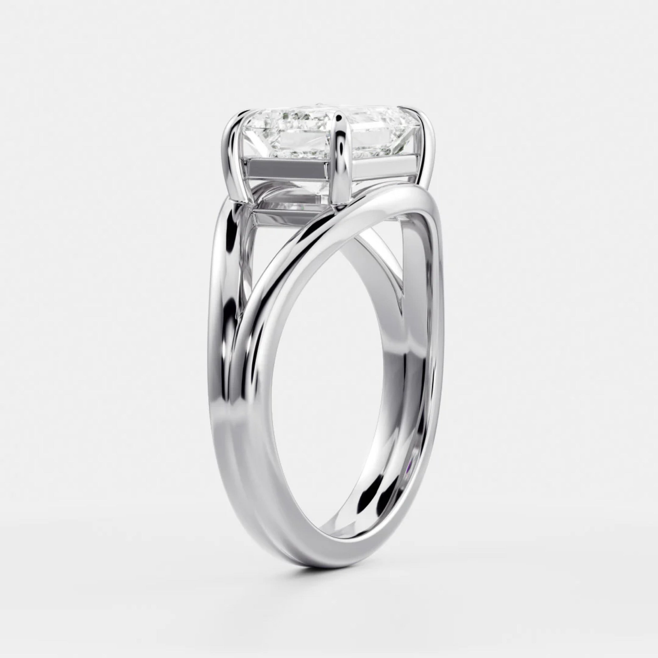 1.5 - 2.5 CT East West Emerald Lab Grown Diamond Split Shank Engagement Ring