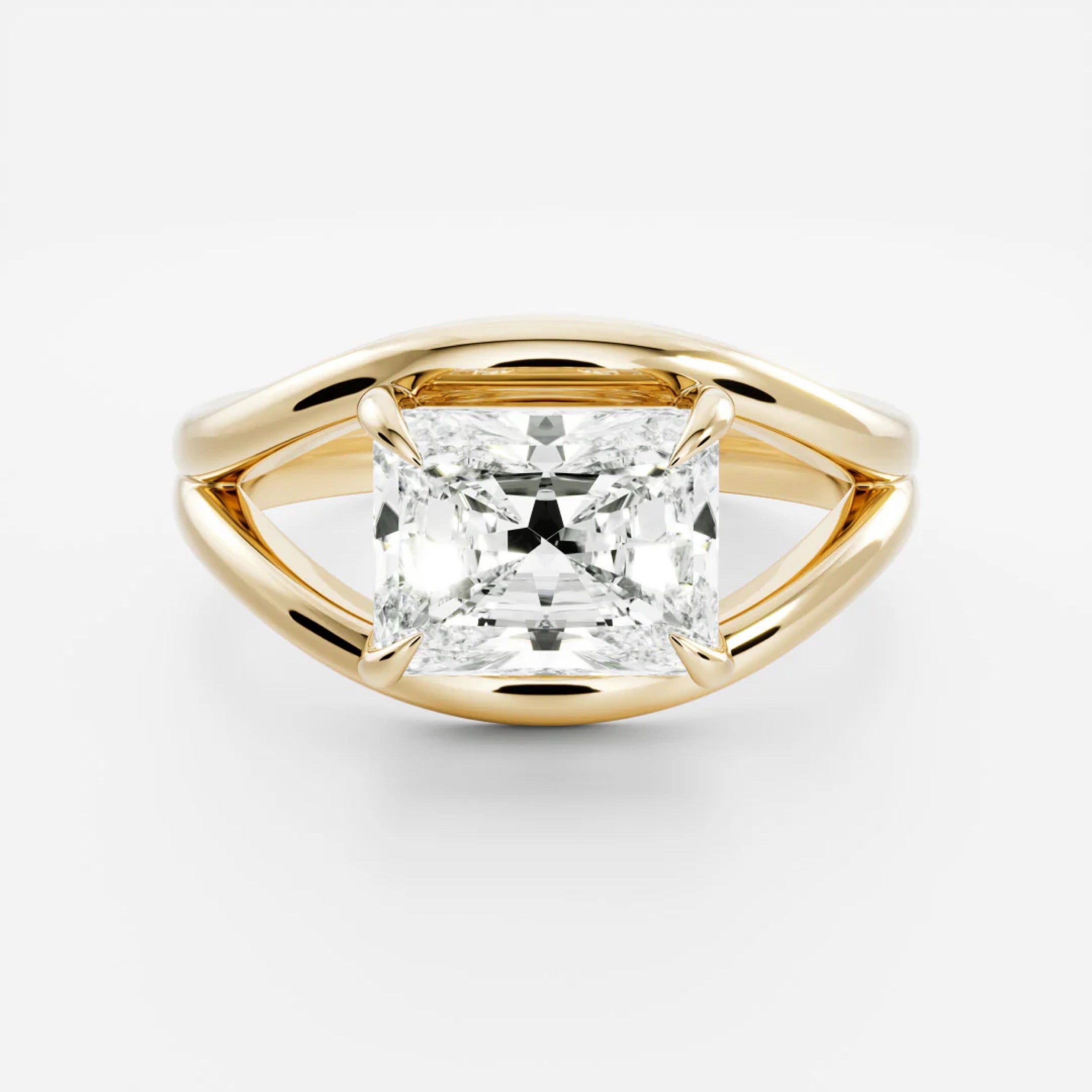 1.0 - 3.0 CT East West Radiant Lab Grown Diamond Solitaire Engagement Ring