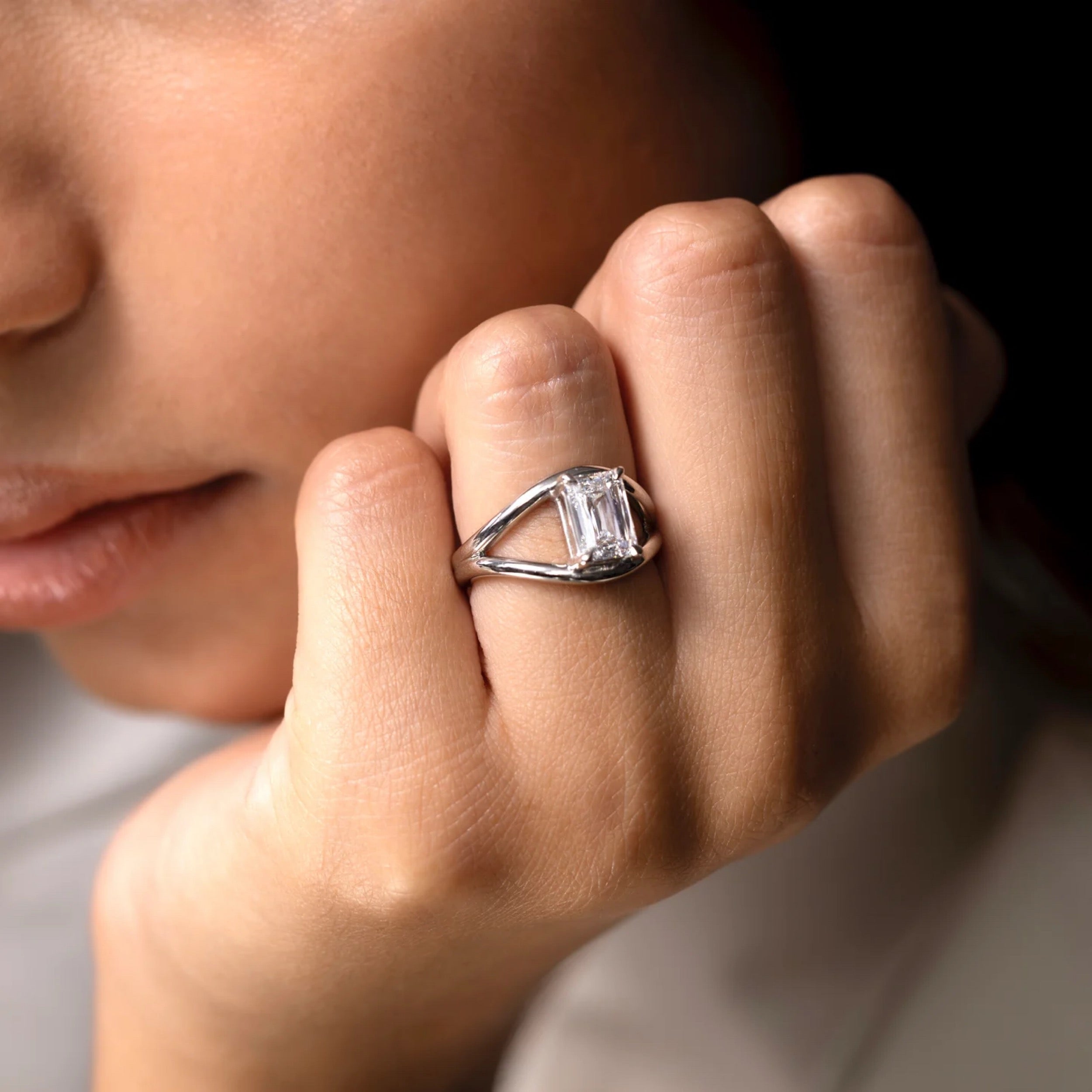 2.5 - 3.5 CT Radiant Lab Grown Diamond Split Shank Engagement Ring