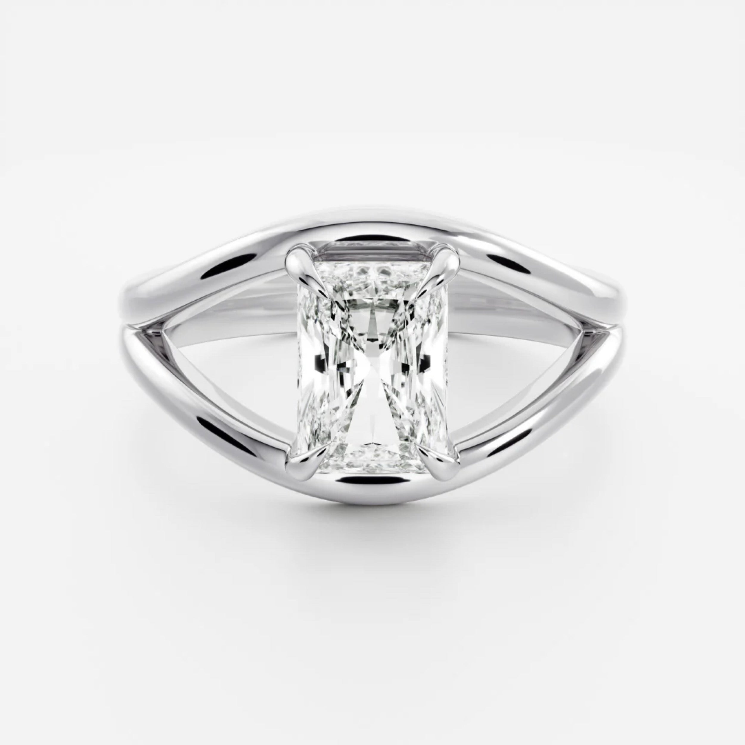 2.5 - 3.5 CT Radiant Lab Grown Diamond Split Shank Engagement Ring