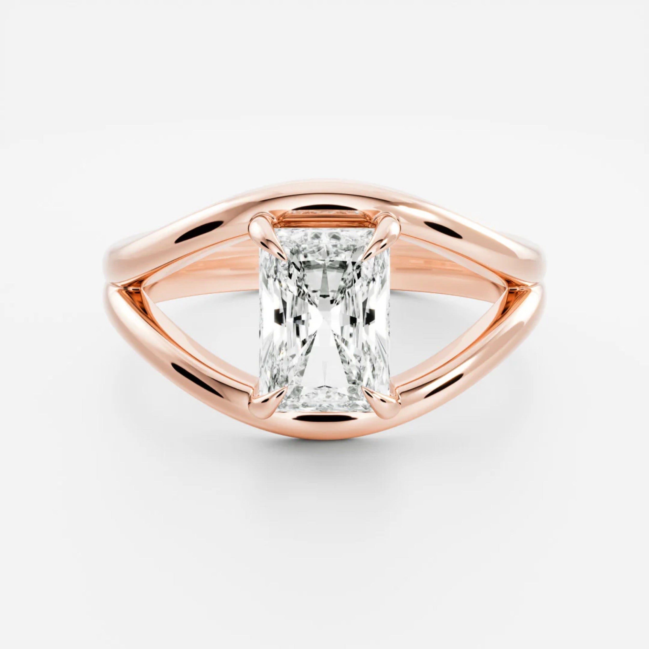 2.5 - 3.5 CT Radiant Lab Grown Diamond Split Shank Engagement Ring