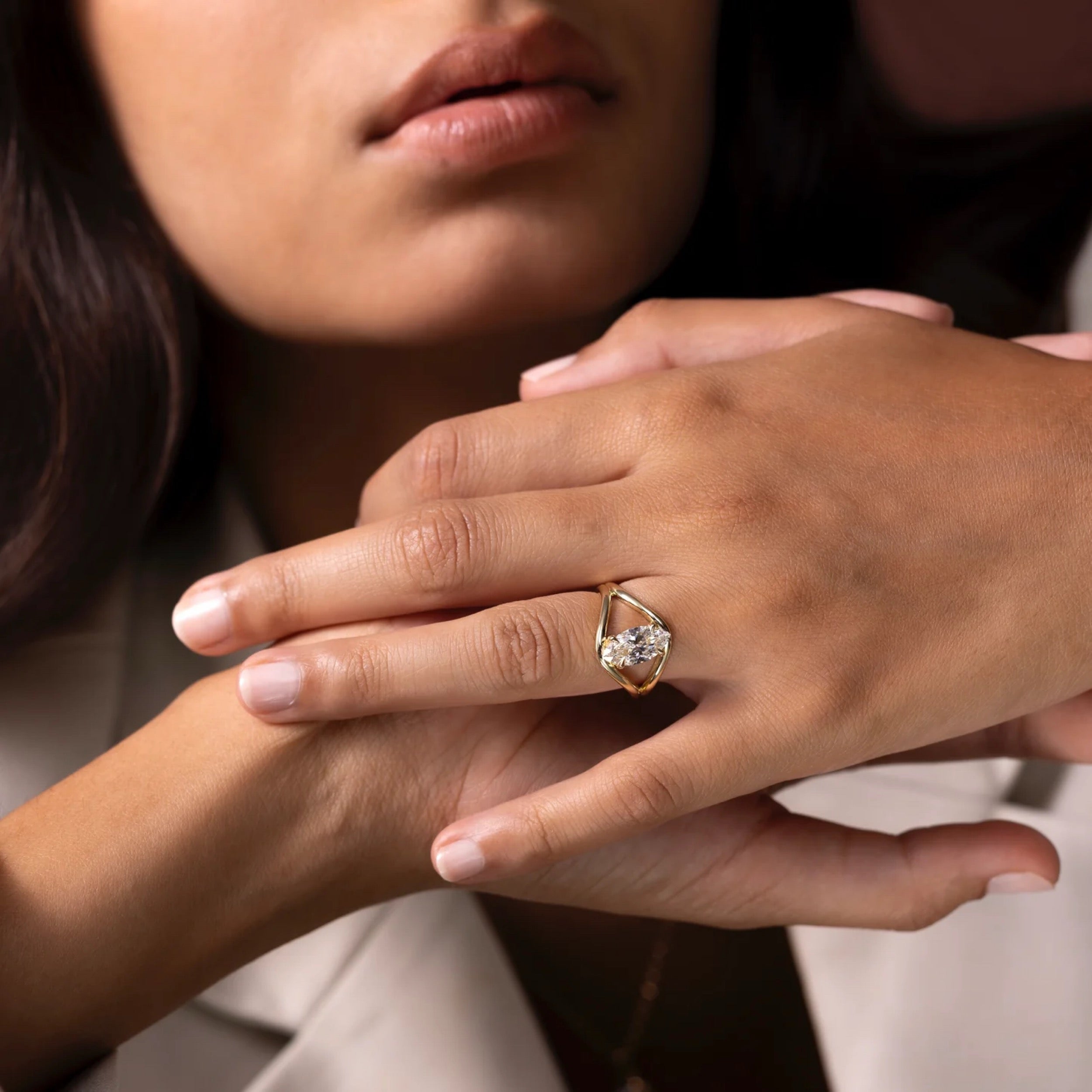 2.5 - 3.5 CT Marquise Lab Grown Diamond Split Shank Engagement Ring