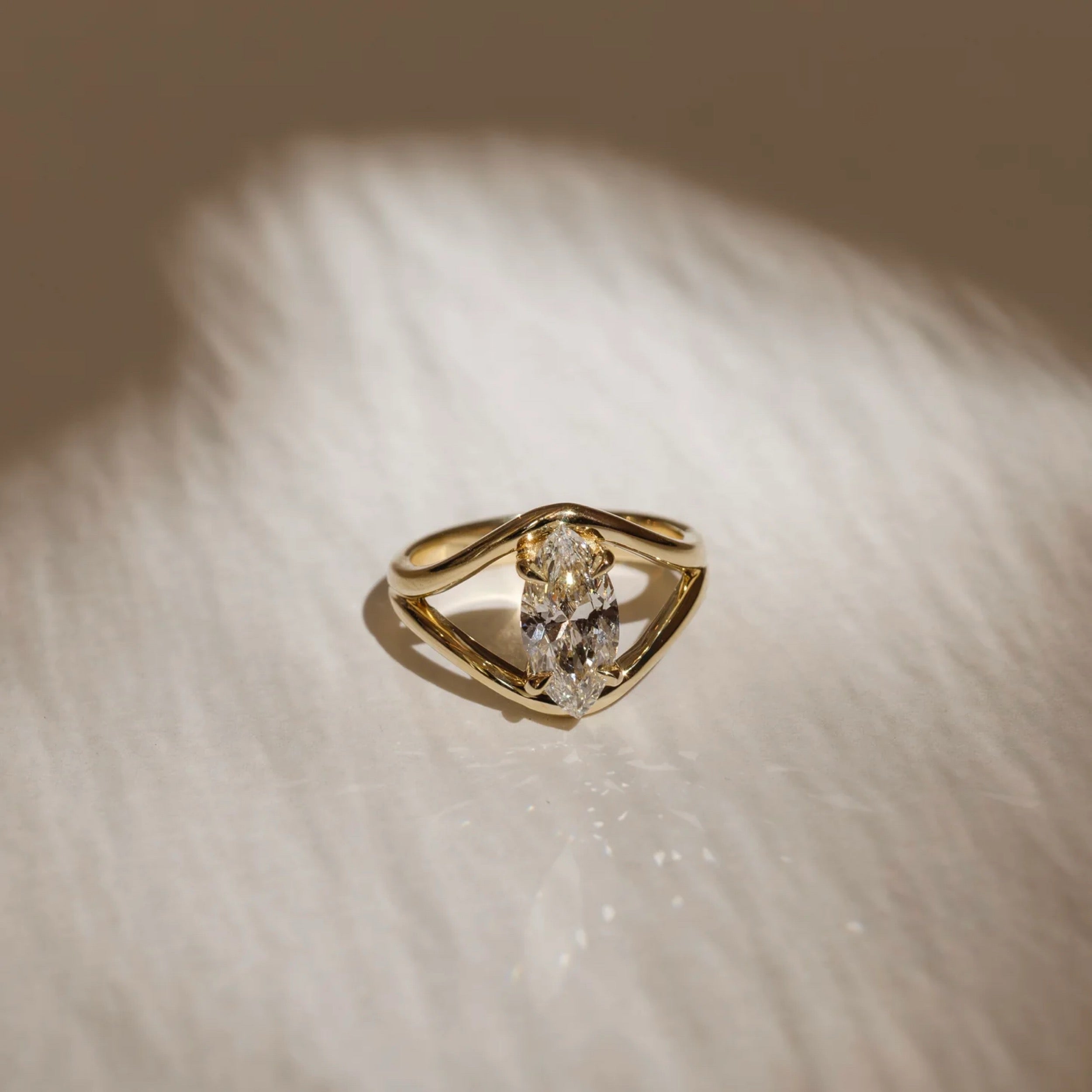 2.5 - 3.5 CT Marquise Lab Grown Diamond Split Shank Engagement Ring