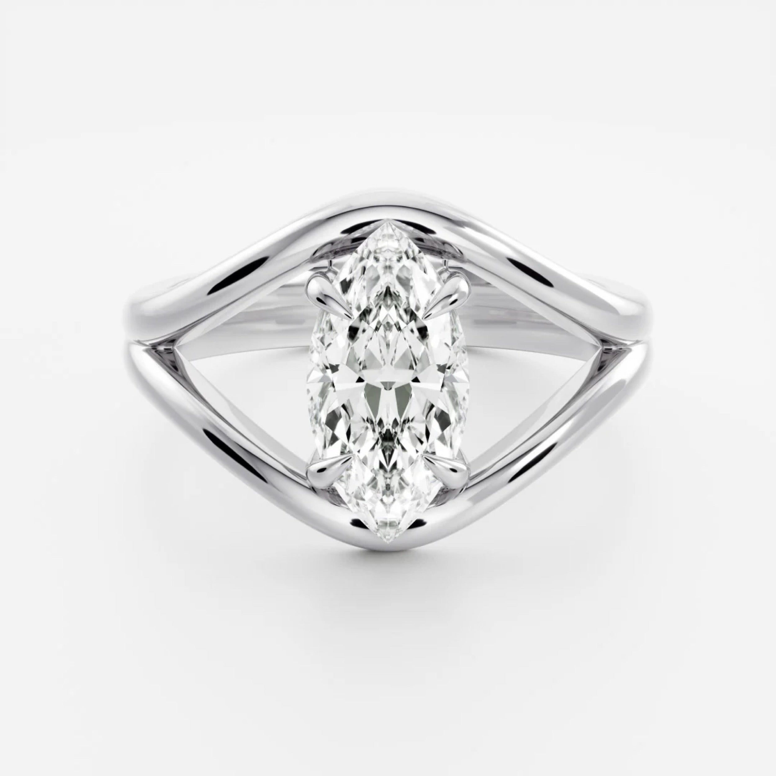 2.5 - 3.5 CT Marquise Lab Grown Diamond Split Shank Engagement Ring
