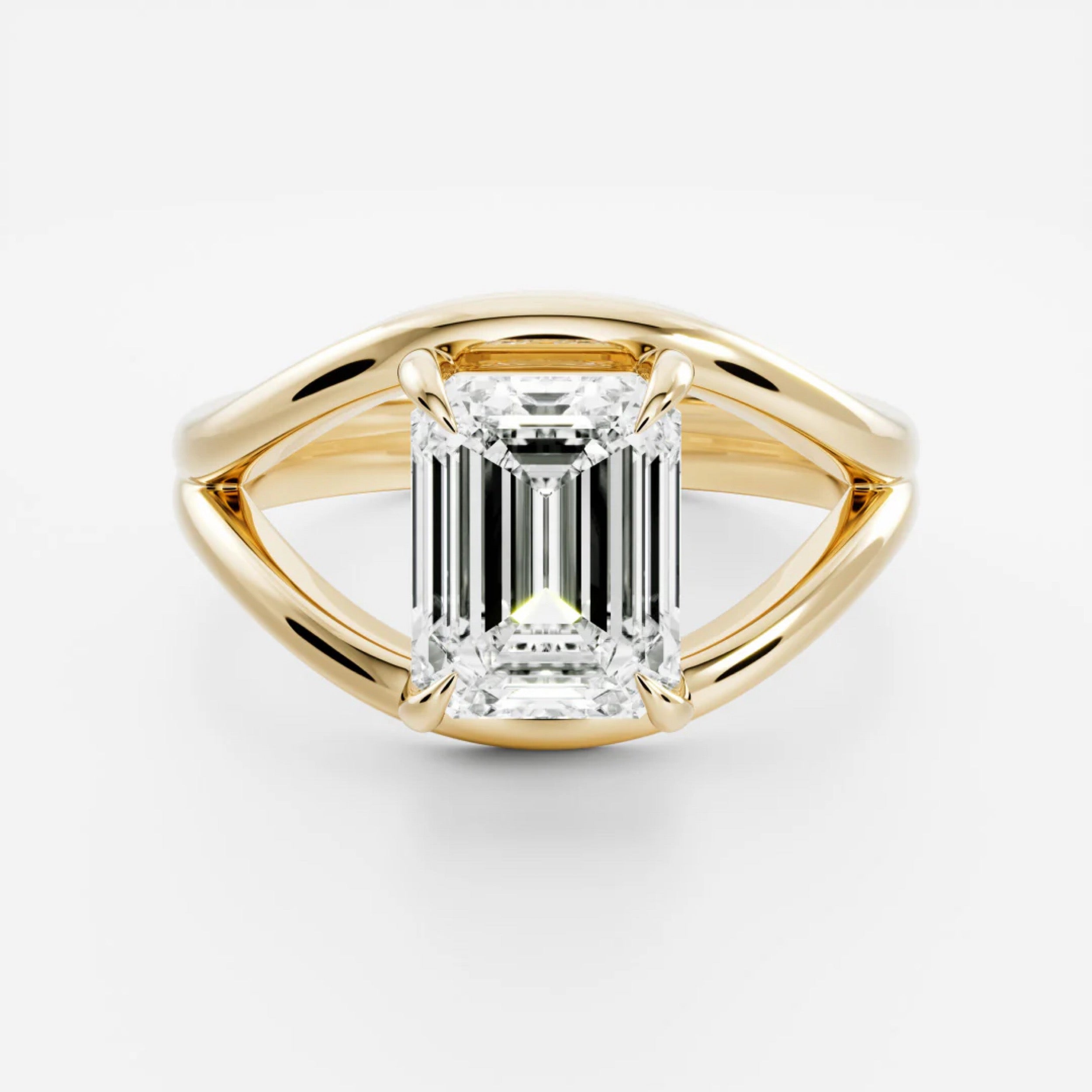 1.5 - 2.5 CT Emerald Lab Grown Diamond Split Shank Engagement Ring