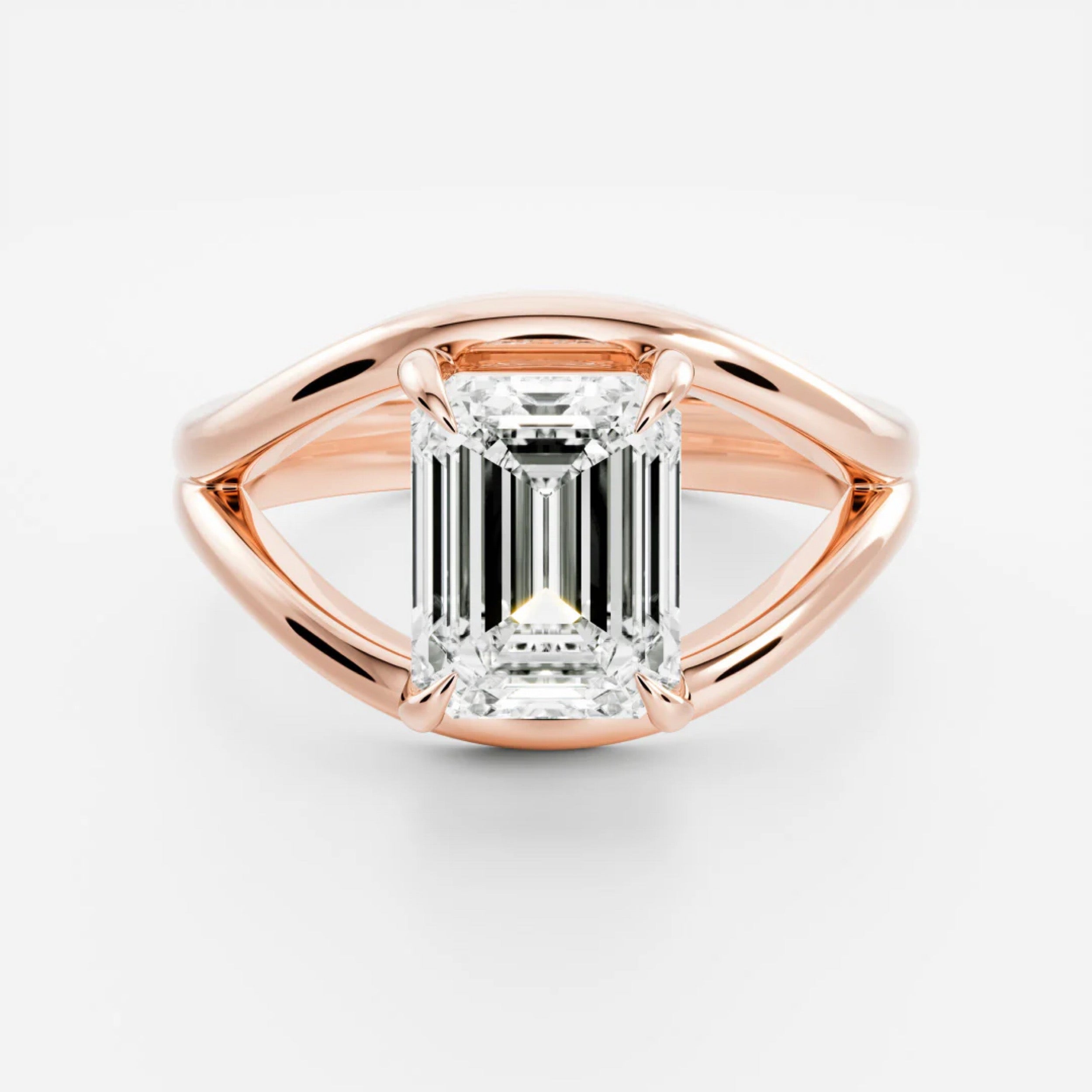 1.5 - 2.5 CT Emerald Lab Grown Diamond Split Shank Engagement Ring