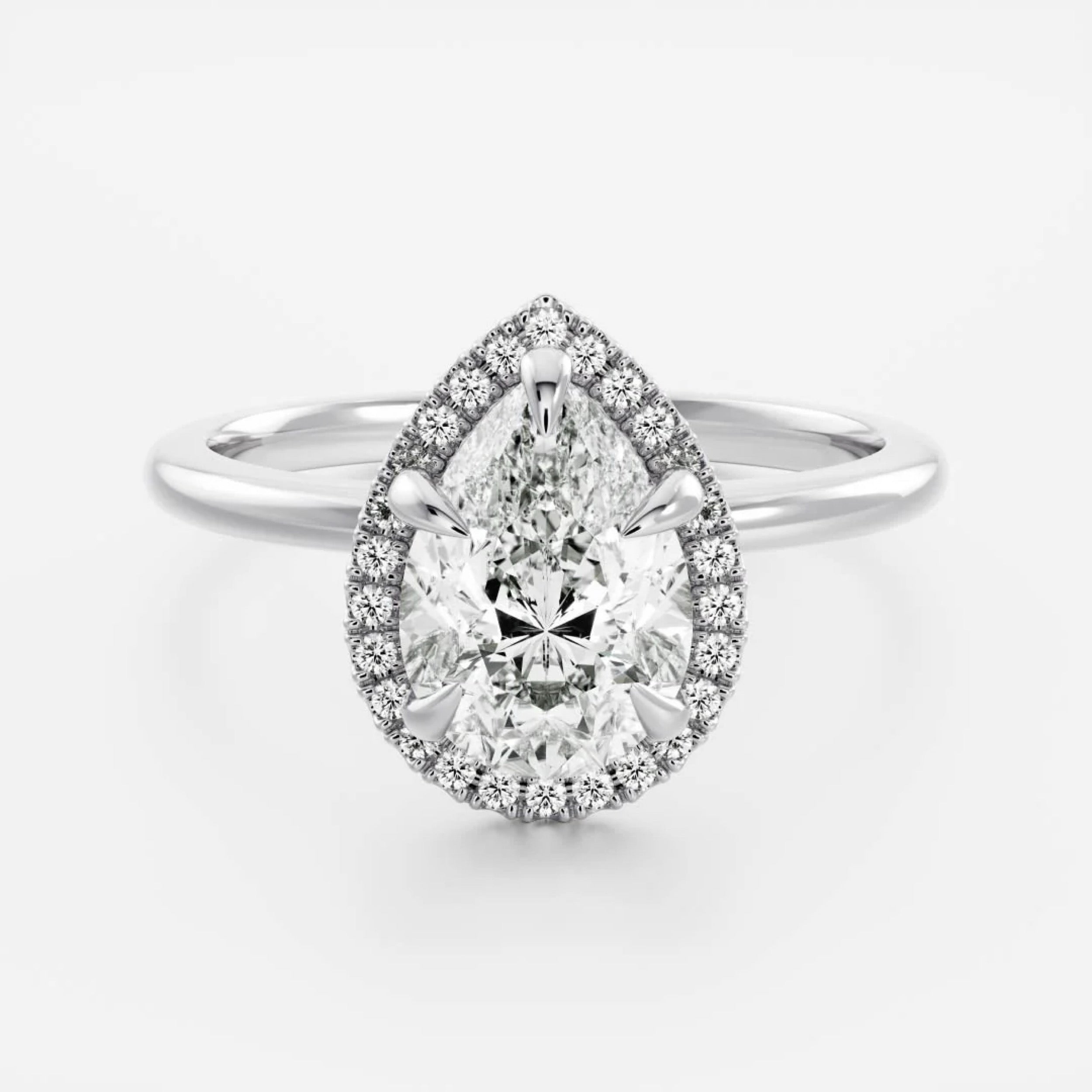 1.5 - 2.5 CT Pear Lab Grown Diamond Halo Engagement Ring