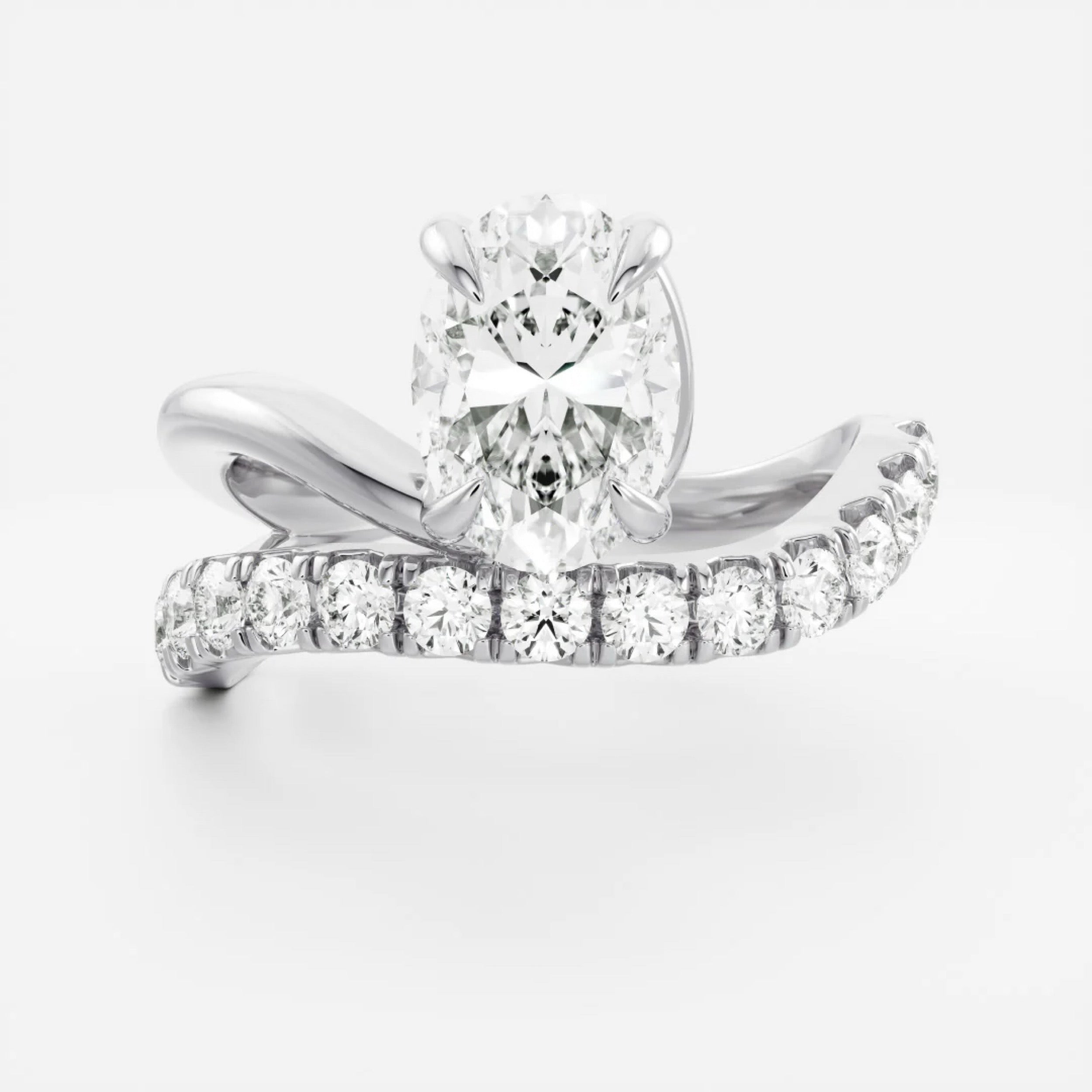 1.5 - 2.5 CT Oval Lab Grown Diamond Pave Engagement Ring