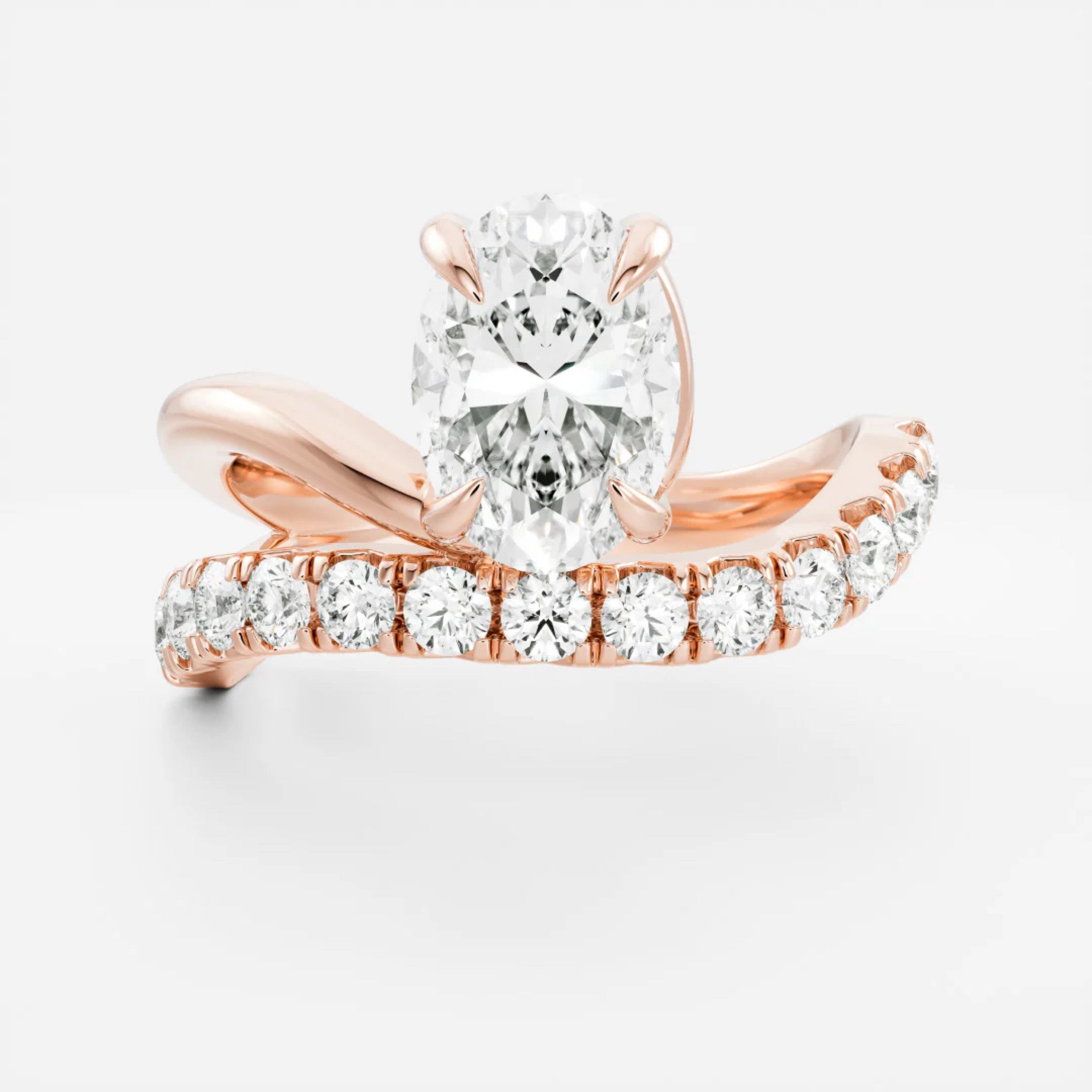 1.5 - 2.5 CT Oval Lab Grown Diamond Pave Engagement Ring