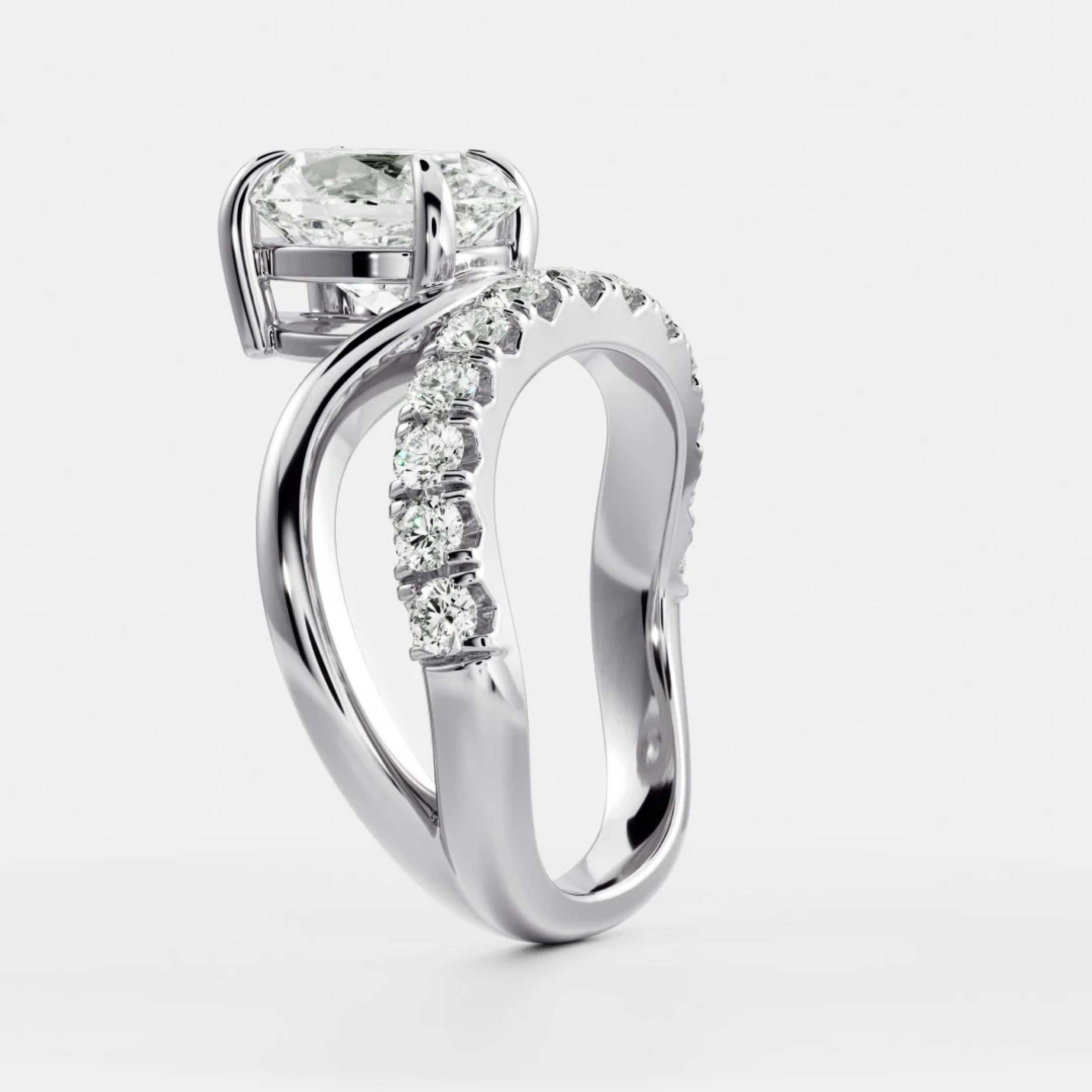 1.5 - 2.5 CT Oval Lab Grown Diamond Pave Engagement Ring