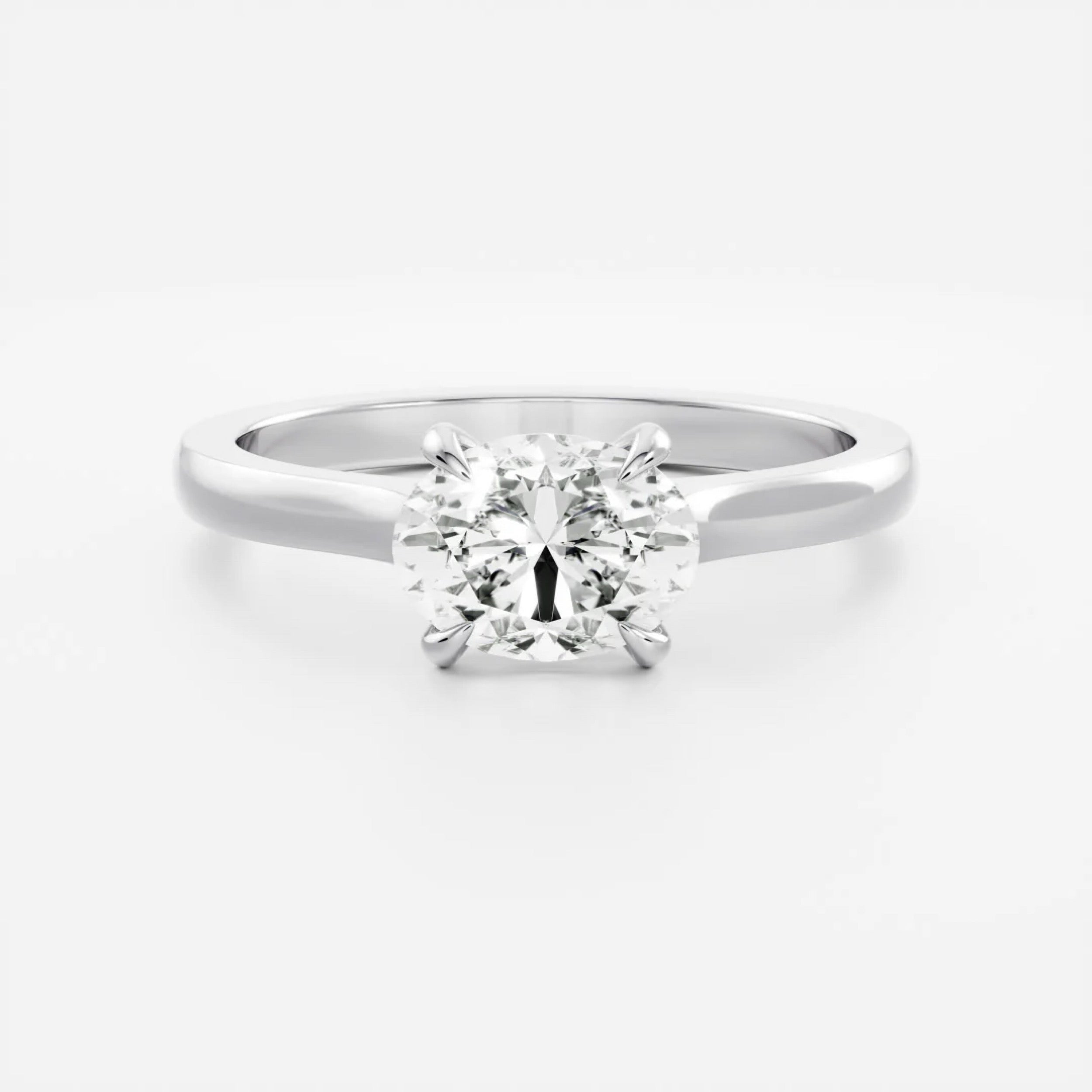 2.5 - 3.5 CT East West Oval Lab Grown Diamond Solitiare Engagement Ring